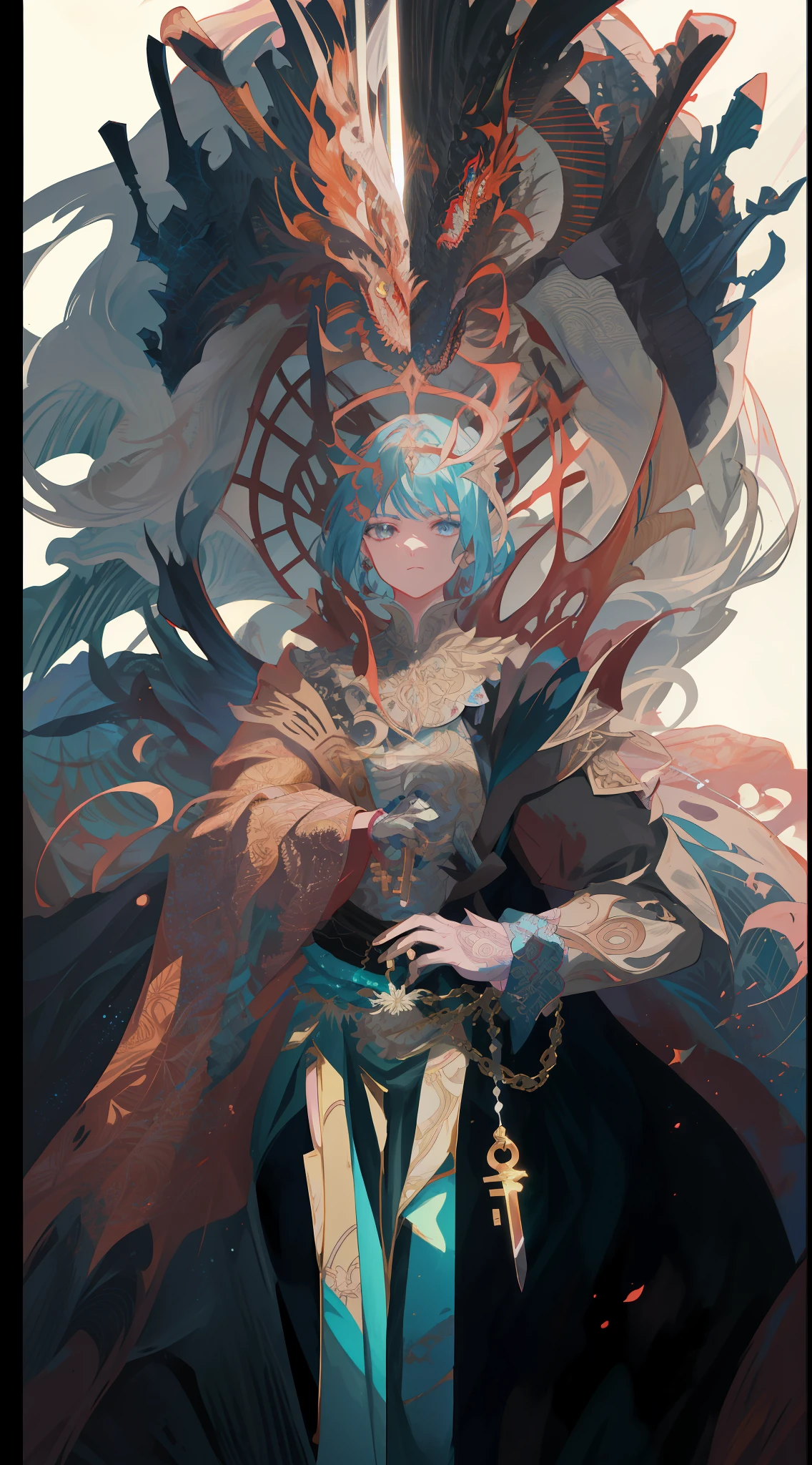 a woman with a sword in her hand and a dragon on her shoulder, clean detailed anime art, highly detailed exquisite fanart, detailed anime art, detailed anime artwork, detailed digital anime art, anime fantasy illustration, detailed key anime art, artwork in the style of guweiz, artbook artwork, anime illustration, 8k high quality detailed art, beautiful anime artwork