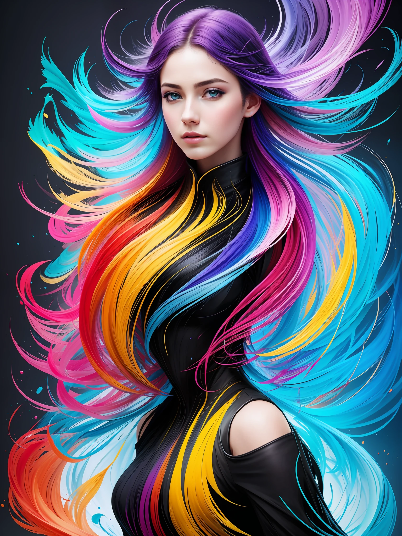 Colorful beautiful girl: a giru 28-years old, messy hair, oil painting, nice perfect face with soft skinice perfect face, blue yellow colors, light purple and violet additions, light red additions, intricate detail, splash screen, 8k resolution, masterpiece, cute face,artstation digital painting smooth veryBlack ink flow: 8k resolution photorealistic masterpiece: intricately detailed fluid gouache painting: by Jean Baptiste Mongue: calligraphy: acrylic: watercolor art, professional photography, natural lighting, volumetric lighting maximalist photoillustration: by marton bobzert:, complex, elegant, expansive, fantastical, wavy hair, vibrant, Best quality details, realistic, High definition, High quality texture, epic lighting, Cinematic film still, 8k, soft lighting, anime style, masterful playing card border, random Colorful art, oil painting, blue yellow colors, light purple and violet additions, light red additions, intricate detail, splash screen, 8k resolution, masterpiece, artstation digital painting smooth veryBlack ink flow: 8k resolution photorealistic masterpiece: intricately detailed fluid gouache painting: by Jean Baptiste Mongue: calligraphy: acrylic: watercolor art, professional photography, natural lighting, volumetric lighting maximalist photoillustration: by marton bobzert:, complex, elegant, expansive, fantastical, vibrant