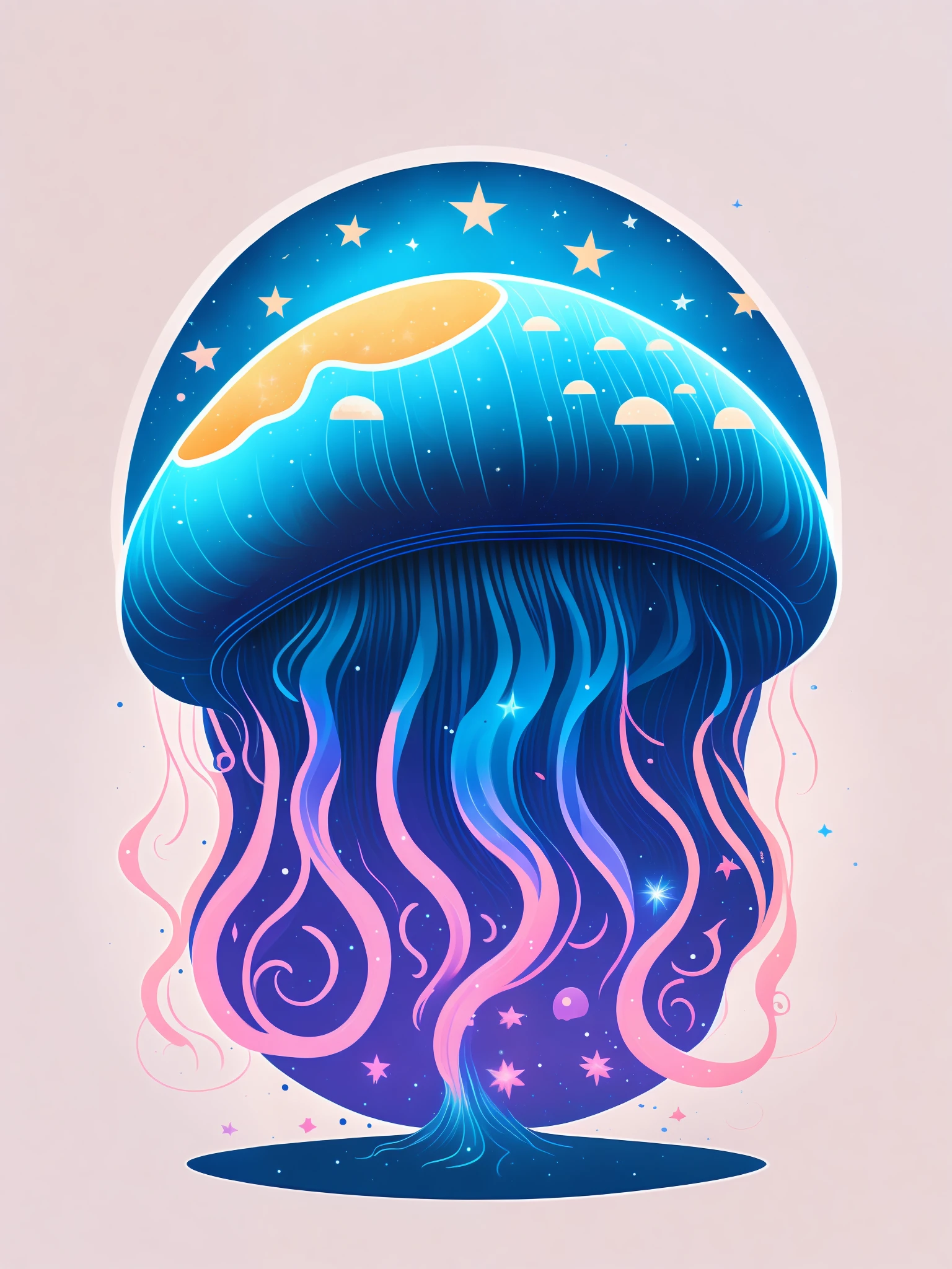 Space fat jellyfish, t-shirt design, rzminjourney, vector art