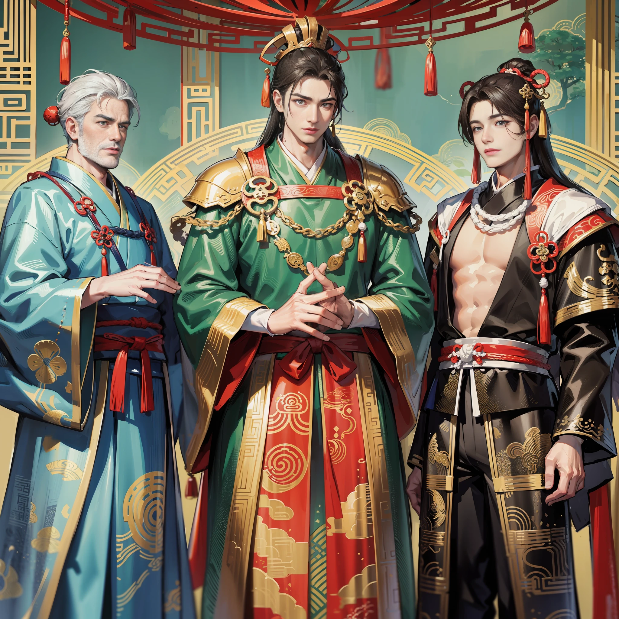 (Three men men) Two emperor men and a big man, ancient China, very powerful
