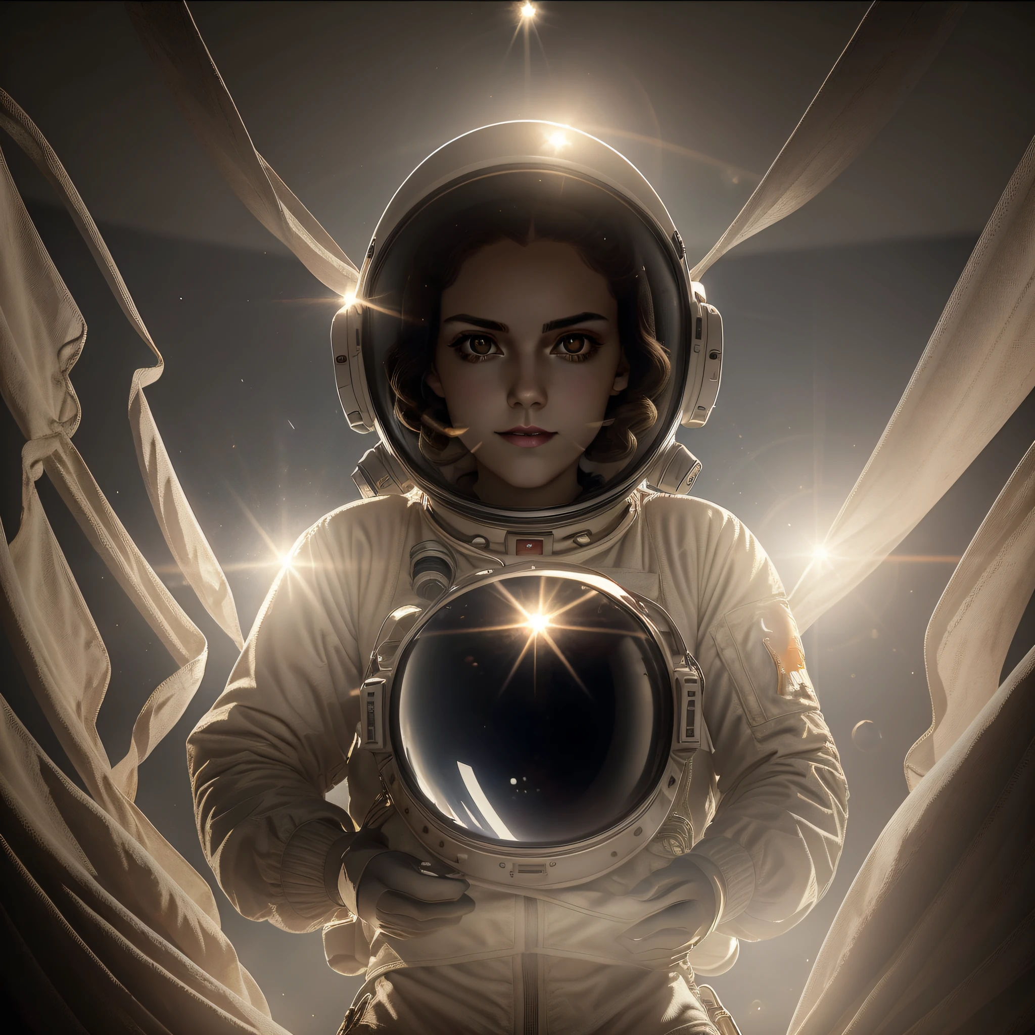 1girl,flat_breasts,cute,beautiful detailed eyes,shiny hair,visible through hair,hairs between eyes, CCCPposter, sovietposter,red monochrome,soviet poster, soviet,communism,
Black_hair,red_eyes,vampire,age,poorbreast,Spacesuit:Orange_clothing_body:jumpsuit),white_gloves, white_space shoes, white_helmet, the CCCP red letters on the top of helmet, weightlessness, Side light, reflection, The person in the spacesuit is at the bottom left of the frame, The right hand is outstretched, the right hand gently touches the Salyut space station), Space station in the upper right corner of the screen, Reflected light from the sun, Silver metal,red flag, brilliance,USSR style, diffuse reflection, Metallic texture, The vista is a blue Earth,mecha style,the sea of star,high tone, magnificent