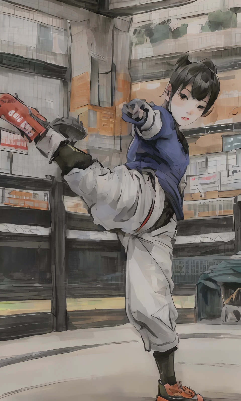 taekwondo, dropkick, sport, realistic image --auto --s2