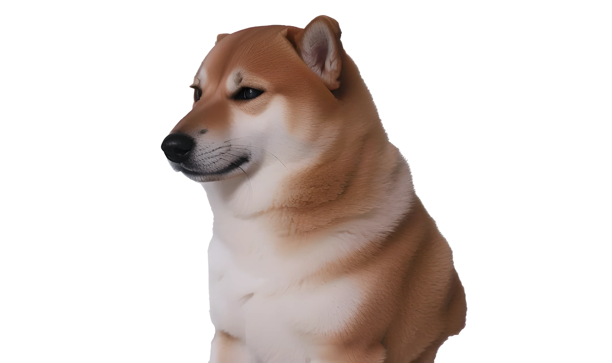 there is a dog that is sitting down looking at something, doge, doge meme, shiba inu dog, shiba inu, shibu inu, anthropomorphic shiba inu, shiba inu portrait, shiba inu face, japanese dog, inspired by Shiba Kōkan, shiba figurine