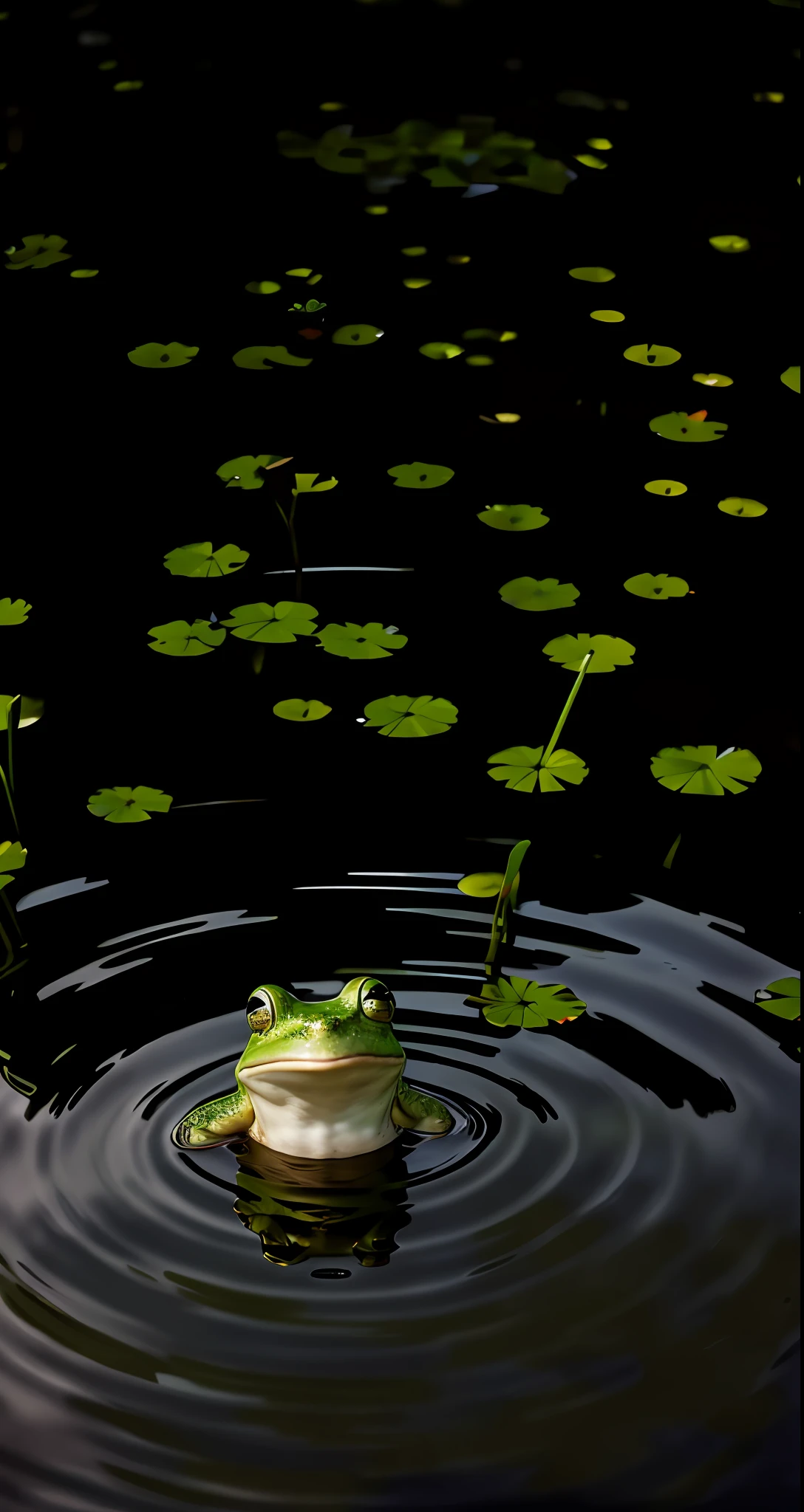 A frog in a suit in a pond