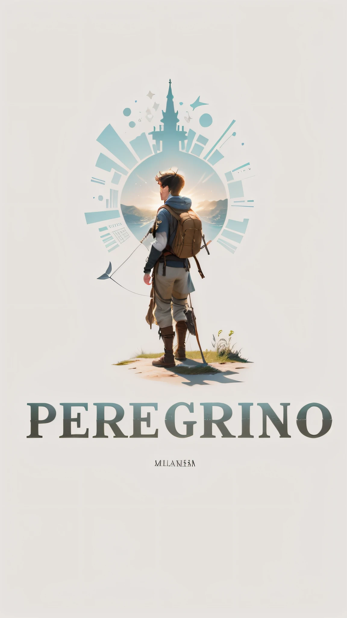 "A young adventurer without a chapel, with a backpack on his back that exudes courage and determination is holding a bow and arrow within the letter O. #Fotorealismo #MelhorQualidade #DetalhesUltrarrealistas #IluminaçãoRealista."