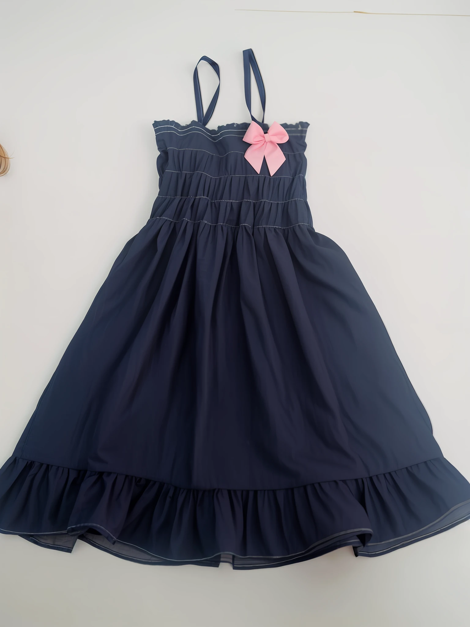 Children's fashion photography, wearing the clothes in this picture, strong design sense, middle ground, 8 year old girl, girl from England, shoulder length hair, hair accessories, delicate, cute and lively skin, simple background, high texture, backlight, professional studio lighting