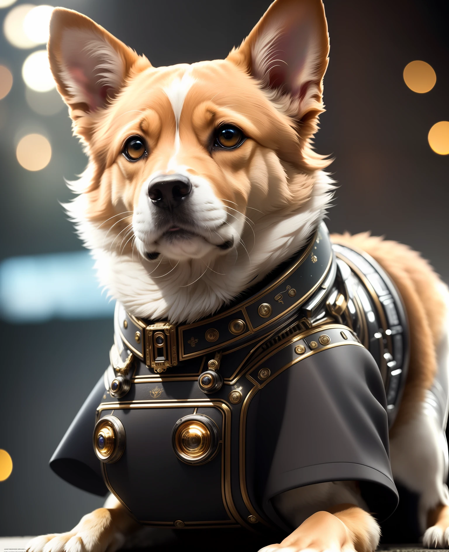 (Masterpiece, Best Quality), Intricate Detail, 8K, Art Station, Wallpaper, Official Art, Splash Art, Sharp Focus, Dog, Machine Parts, Robot, (Photorealistic: 1.2) (Bokeh) (Best Quality) (Detail Skin: 1.3) (Complex Detail) (8K) (Detailed Eyes) (Sharp Focus)