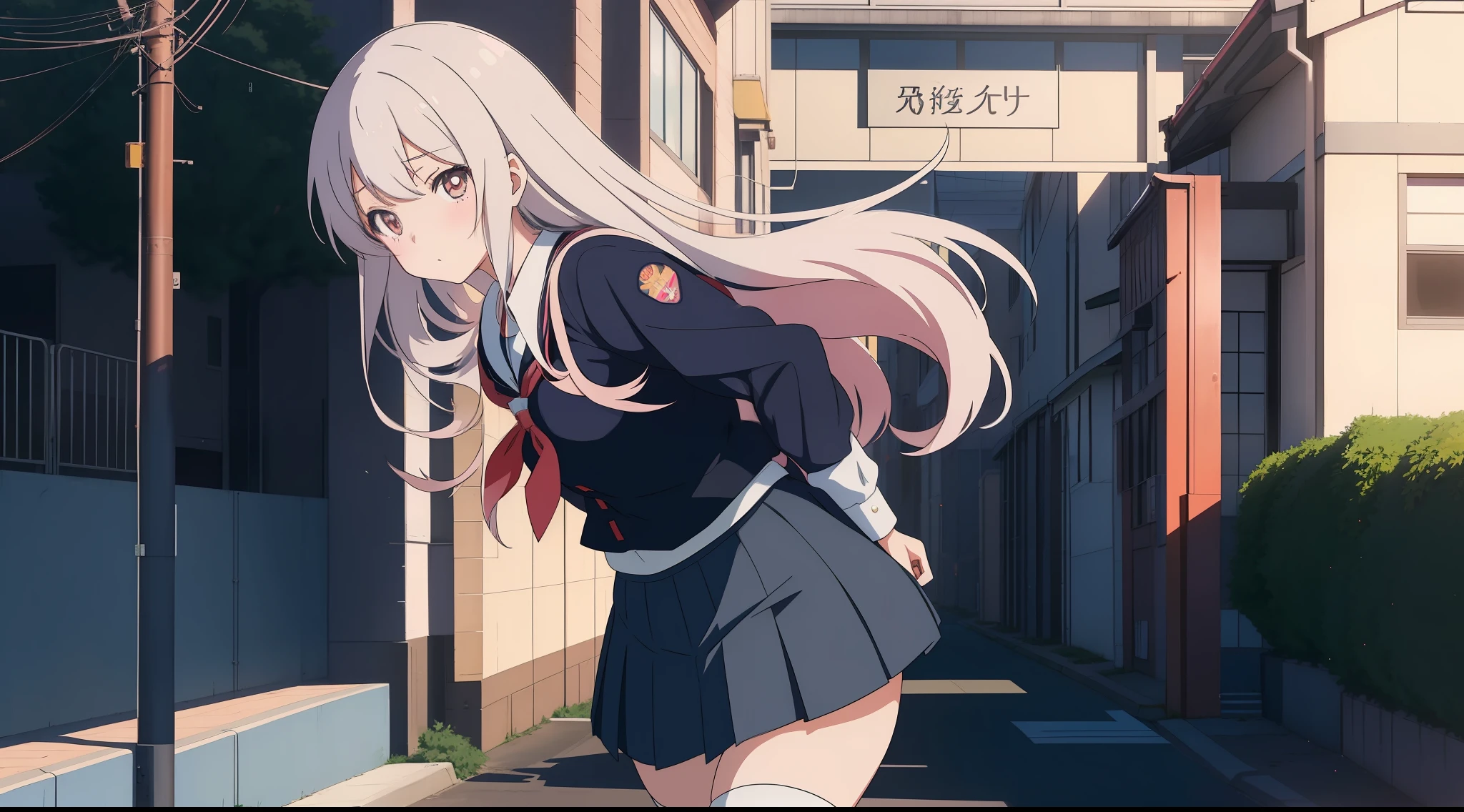 anime girl in a school uniform walking down a street, beautiful anime high school girl, seductive anime girl, school girl, attractive anime girl, ilya kuvshinov with long hair, anime girl with long hair, beautiful anime girl, beautiful alluring anime teen, anime girls, anime girl, anime style 4 k, a hyperrealistic schoolgirl, realistic schoolgirl