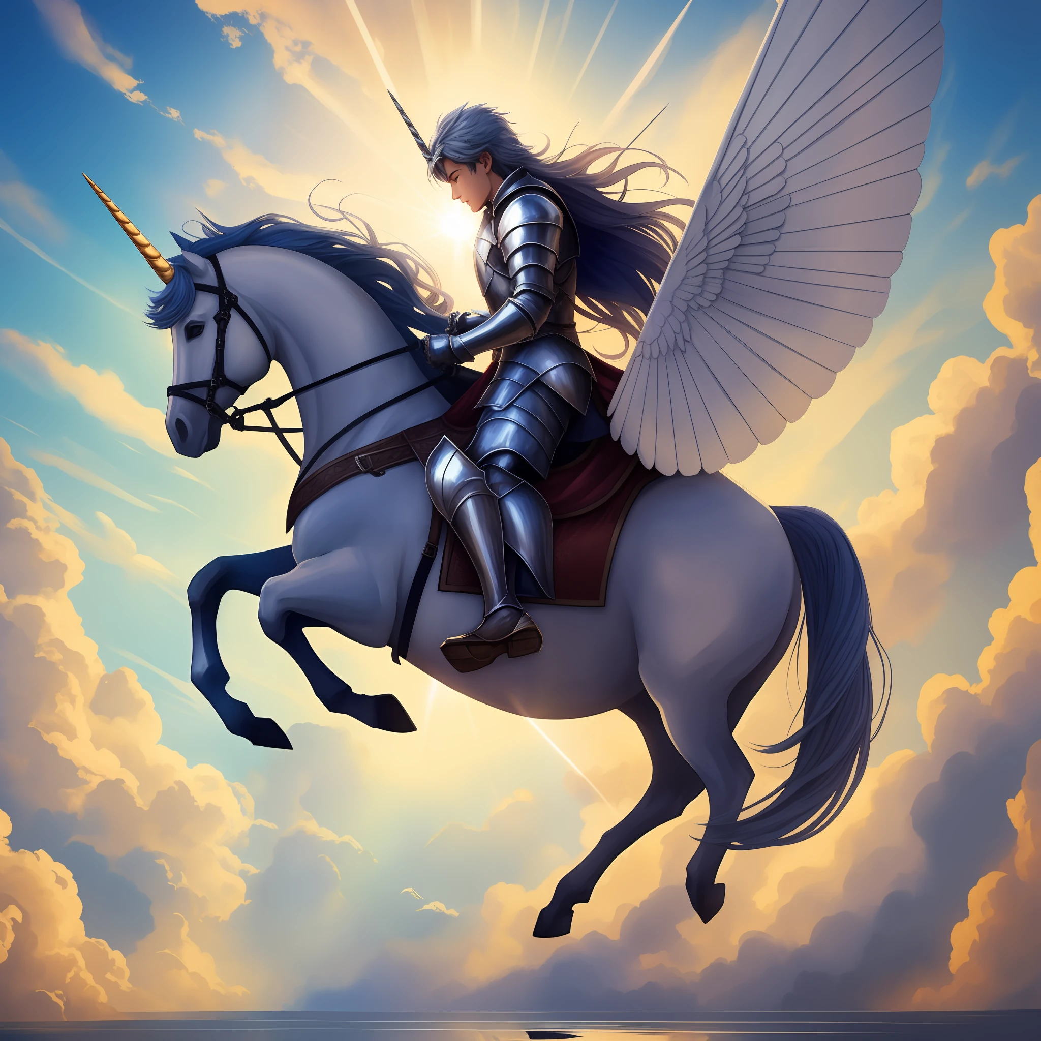 A brave young knight, with such a true heart,
Riding a unicorn, he flew.
His armor shone, reflecting the sun --auto --s2