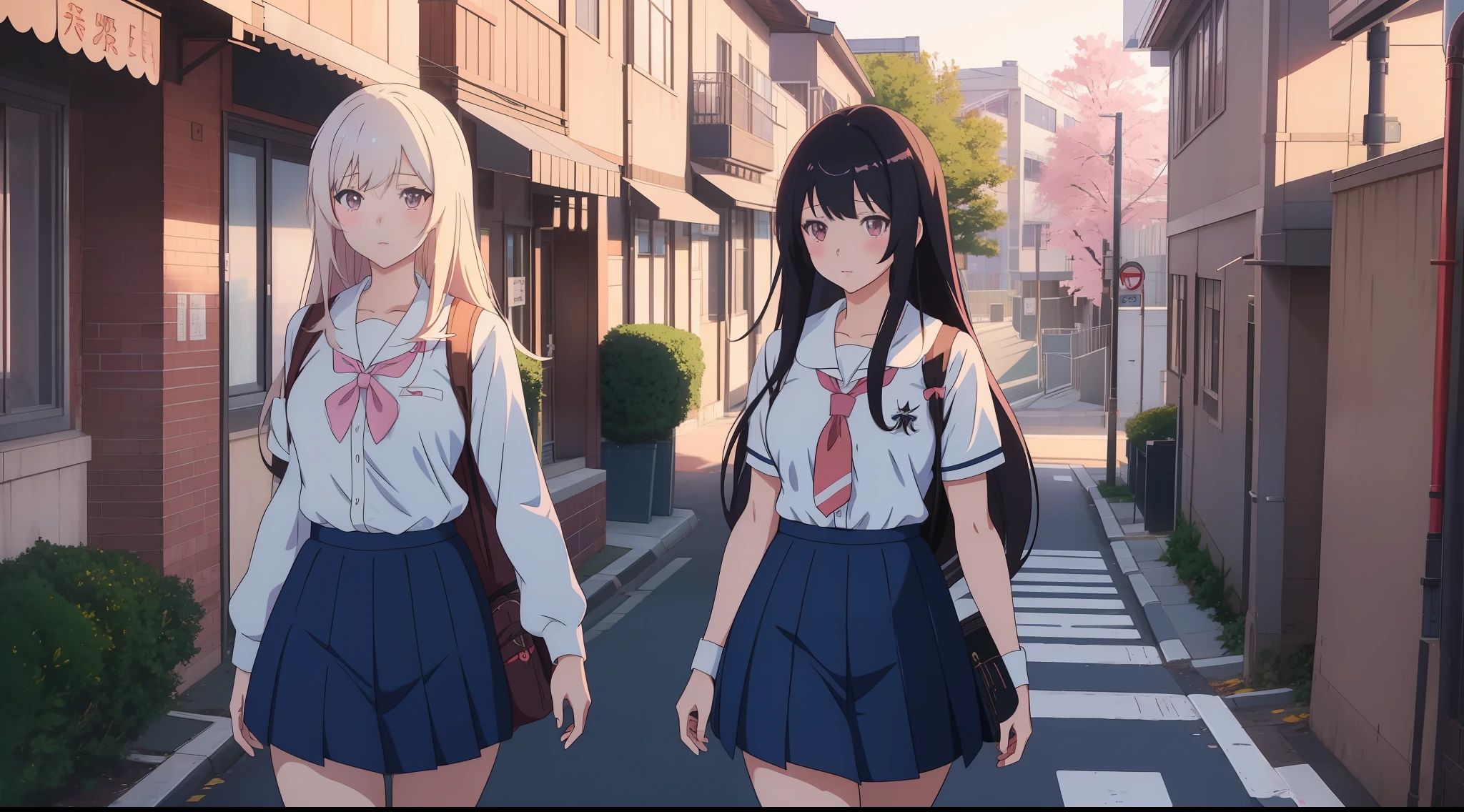 anime girl in a school uniform walking down a street, beautiful anime high school girl, seductive anime girl, school girl, attractive anime girl, ilya kuvshinov with long hair, anime girl with long hair, beautiful anime girl, beautiful alluring anime teen, anime girls, anime girl, anime style 4 k, a hyperrealistic schoolgirl, realistic schoolgirl