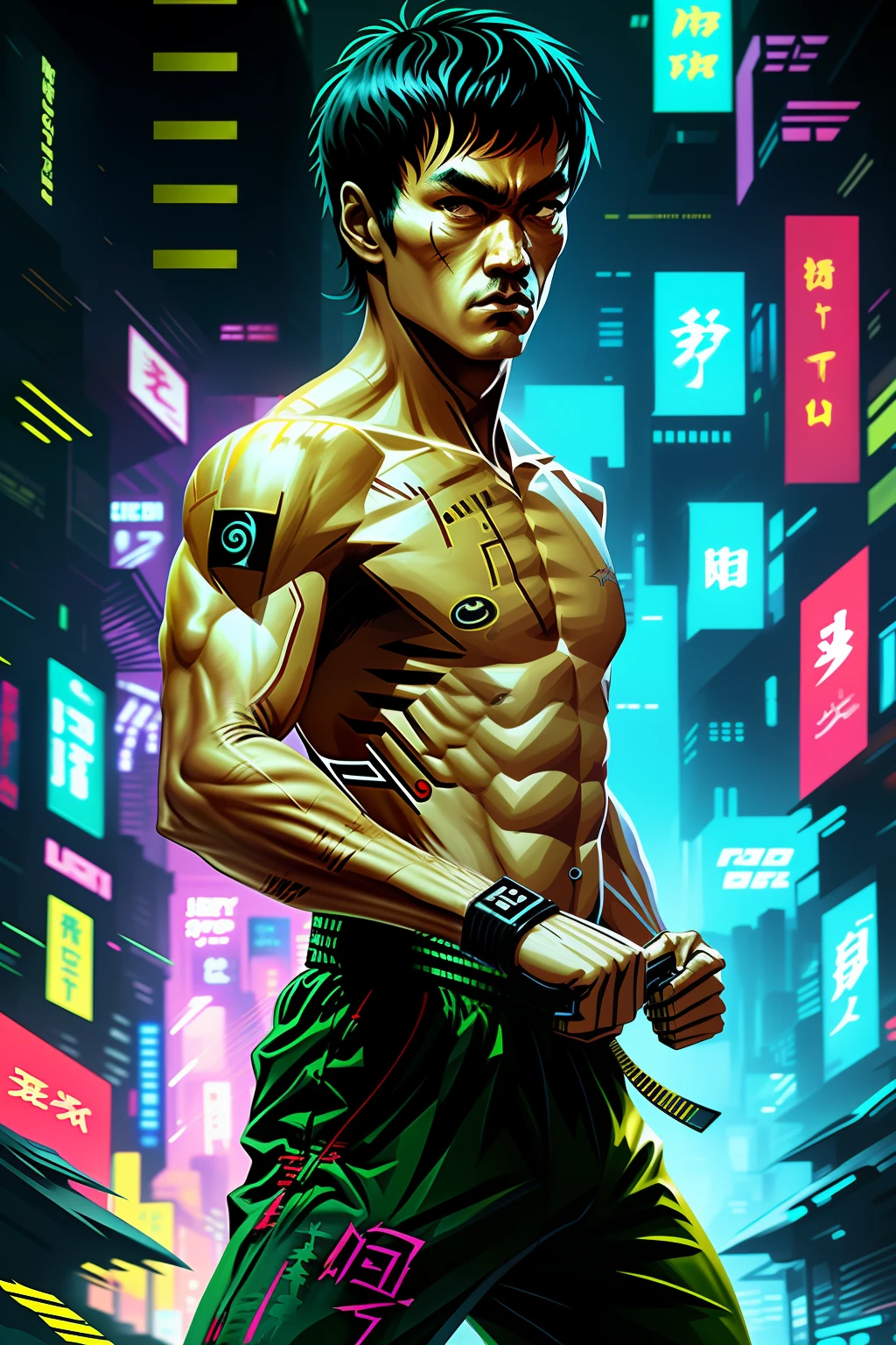 Bruce Lee Style Cyberpunk