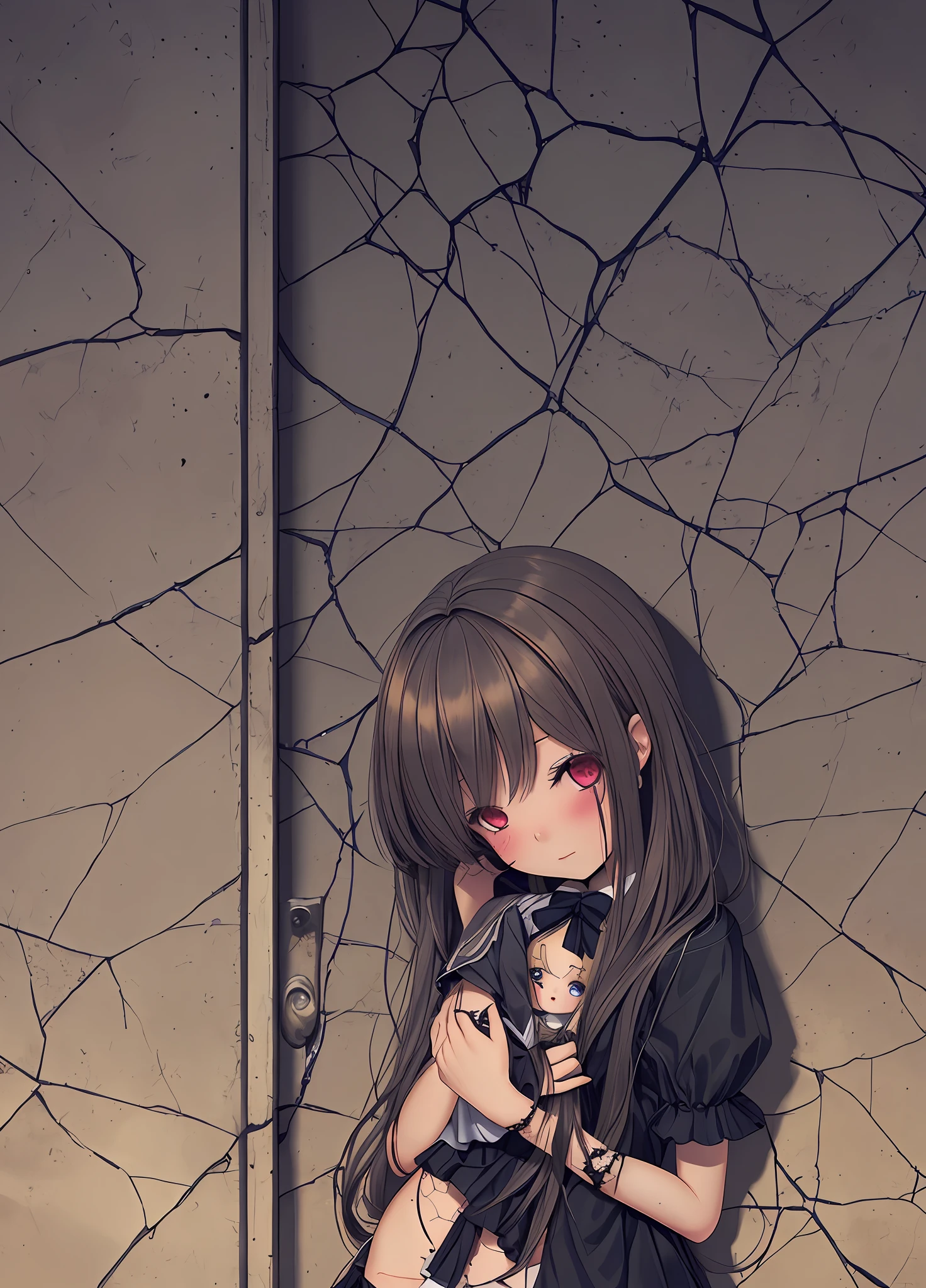 Doll girl with cracked skin