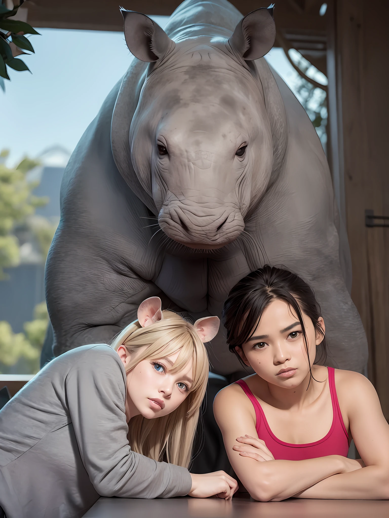 A rat and a rhinoceros