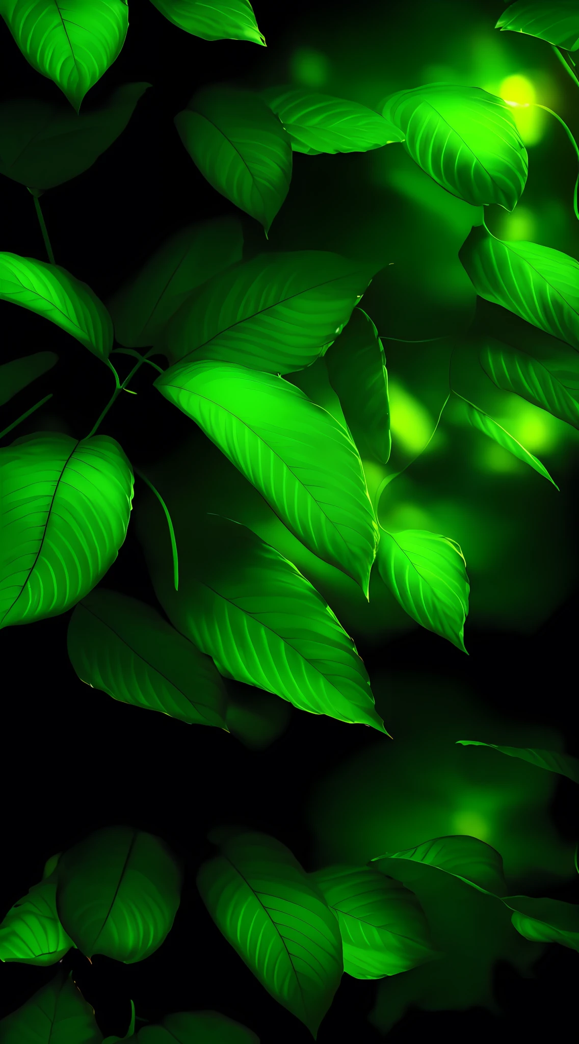 there is a fire hydrant sitting in the middle of a dark area, dark green leaves, green leaves, green foliage, dark green tones, hq 4k phone wallpaper, green plants, vibrant green, vibrant colorful green leaves, lush foliage, amoled wallpaper, green plant, 4k vertical wallpaper, 4 k vertical wallpaper, plant photography, shades of green, leafs --auto --s2