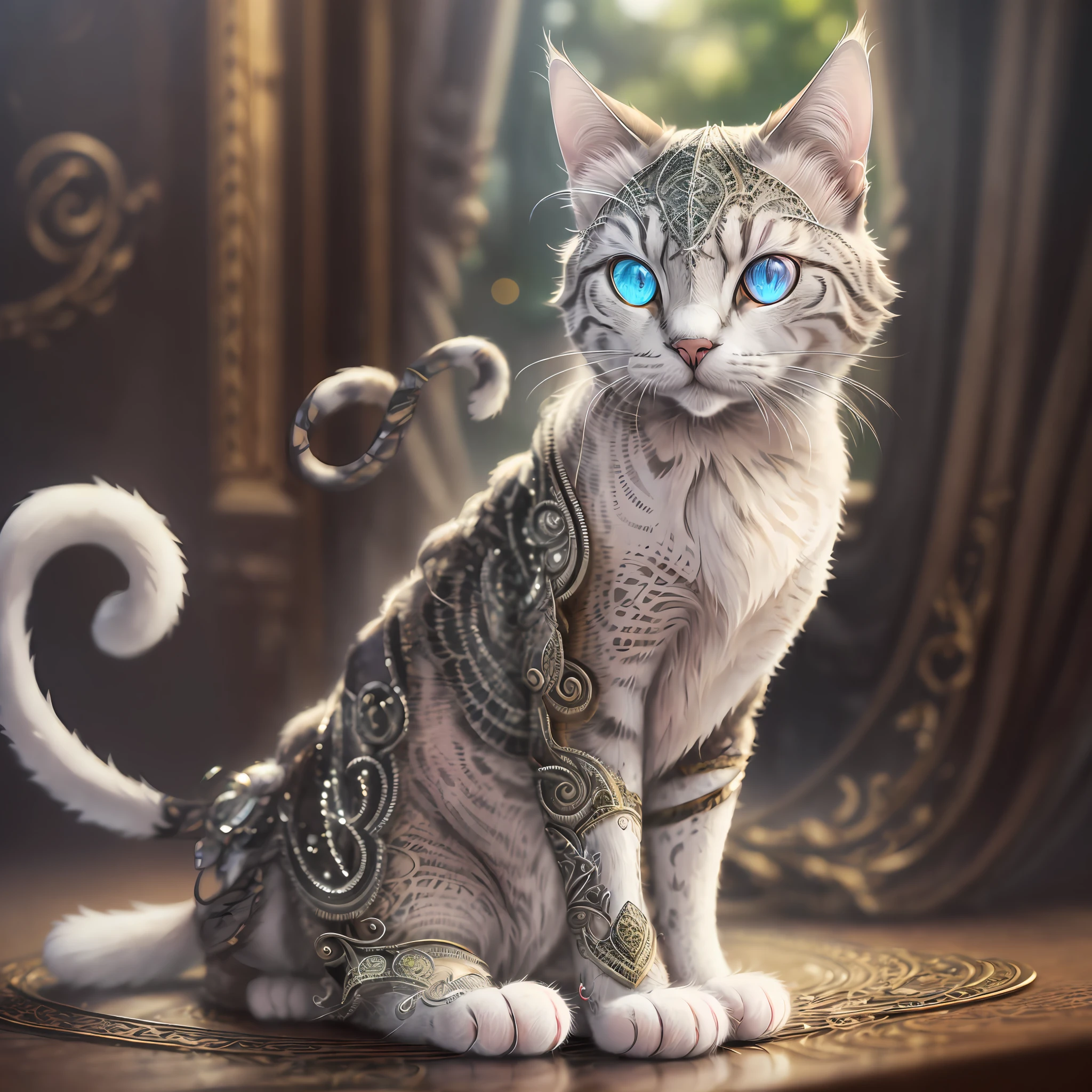 cat with heterochromia, ([tail | detailed wire]:1.3), (intricate details), hdr, (intricate details, hyperdetailed:1.4), 4k textures, soft cinematic light, photolab, hdr, intricate, elegant, cinematic shot, vignette, centered --auto --s2