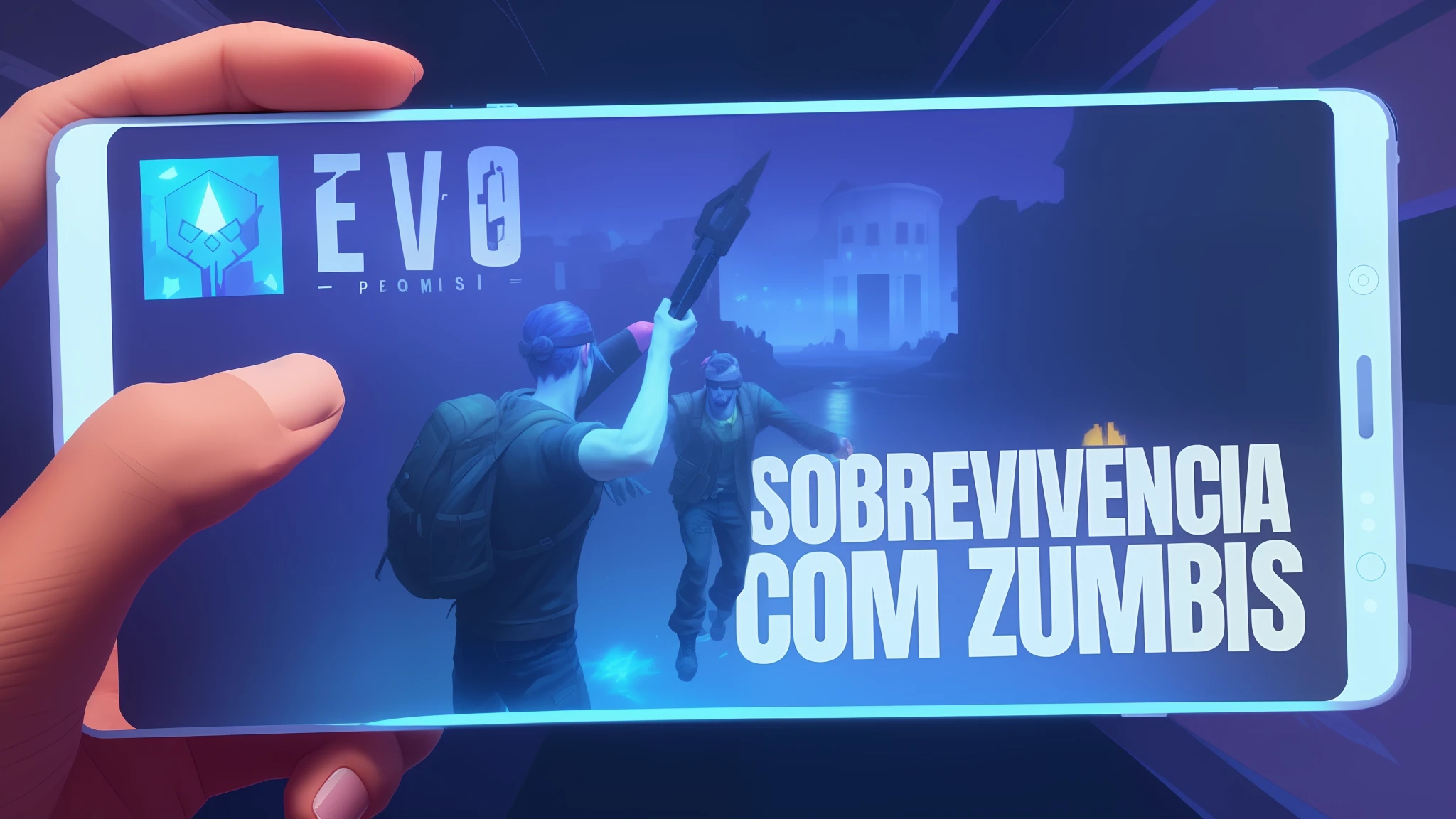 a person holding a phone with a picture of two people on it, mmo, epic games, description, loadscreen”, fornite, braavos, fov 90 degrees, fov 9 0 degrees, 7 days to die zombie, 2050, neosvr!!!, nova, epic, epic, gameplay, gameplay video, 2070