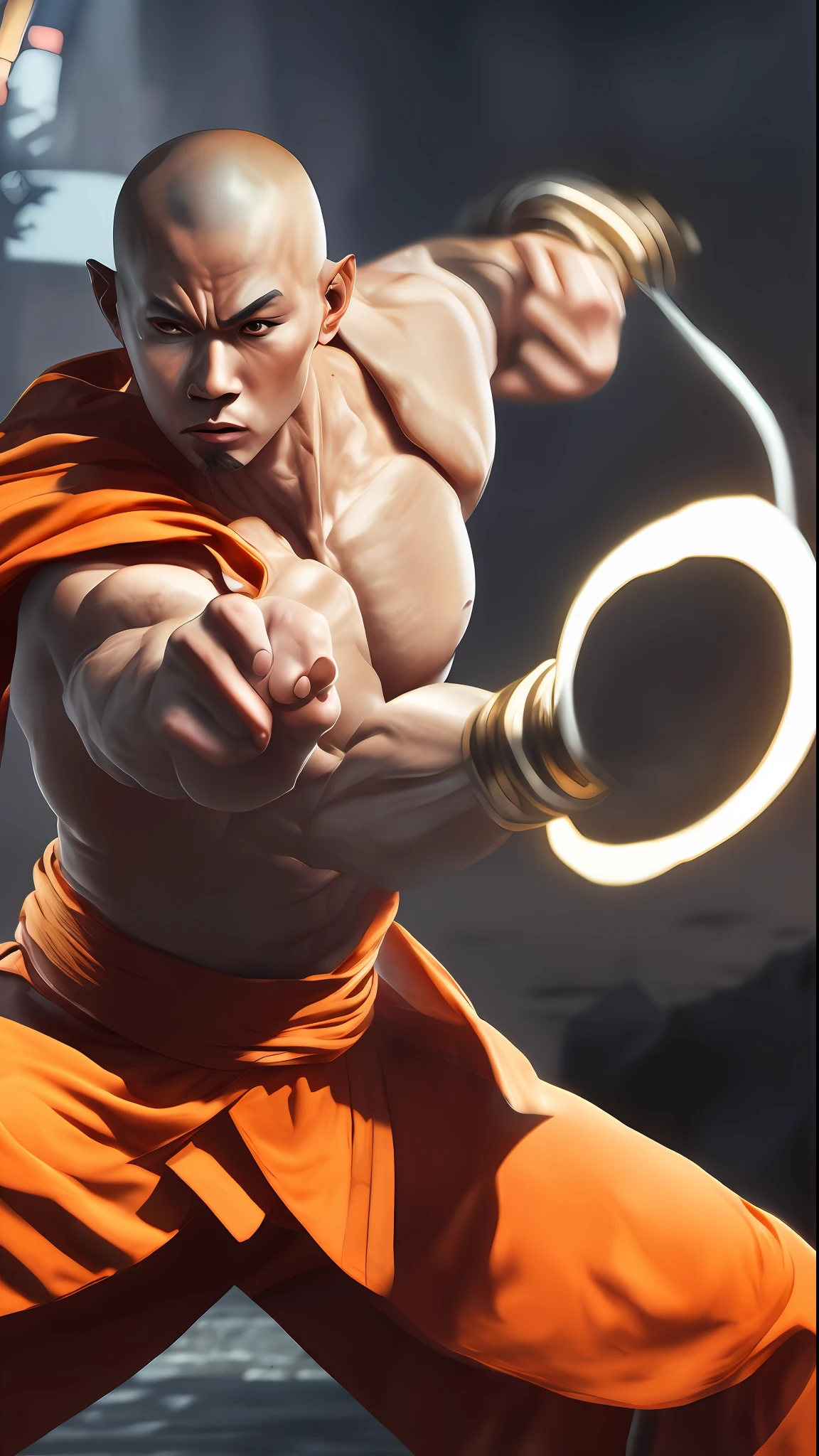 . Hyper Shaolin Monk - Detailed anime, make a super powerful fist and destroy the world, cinematic 8k