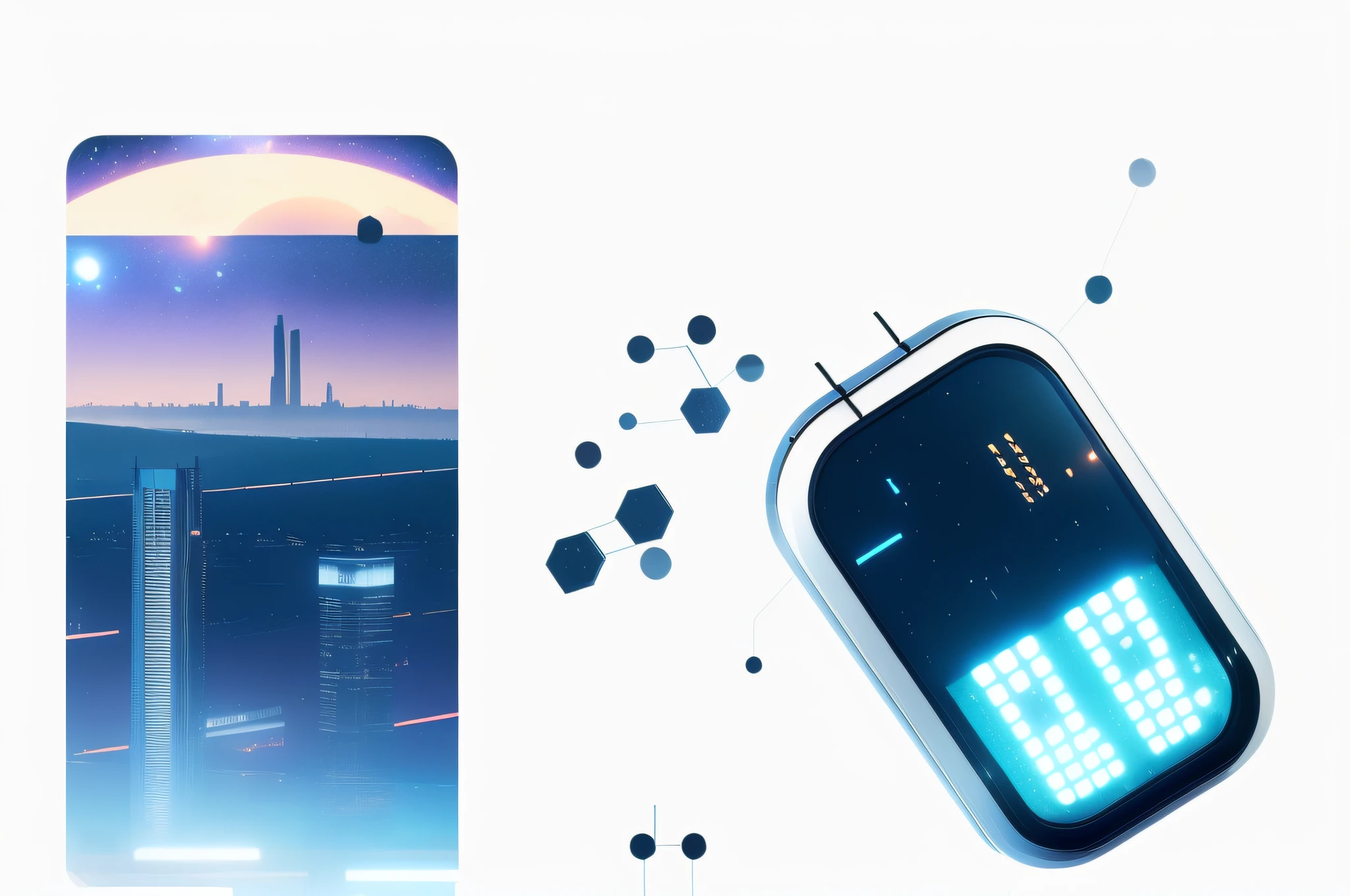 (((8k, RAW Photo, Best Quality, Masterpiece: 1.4))), Ultra High Resolution, Ultra Detailed, Illustration, Close Up, Environment Only, Futuristic City, Technological, Night, Starry Sky, Future, Imagination, Outdoors