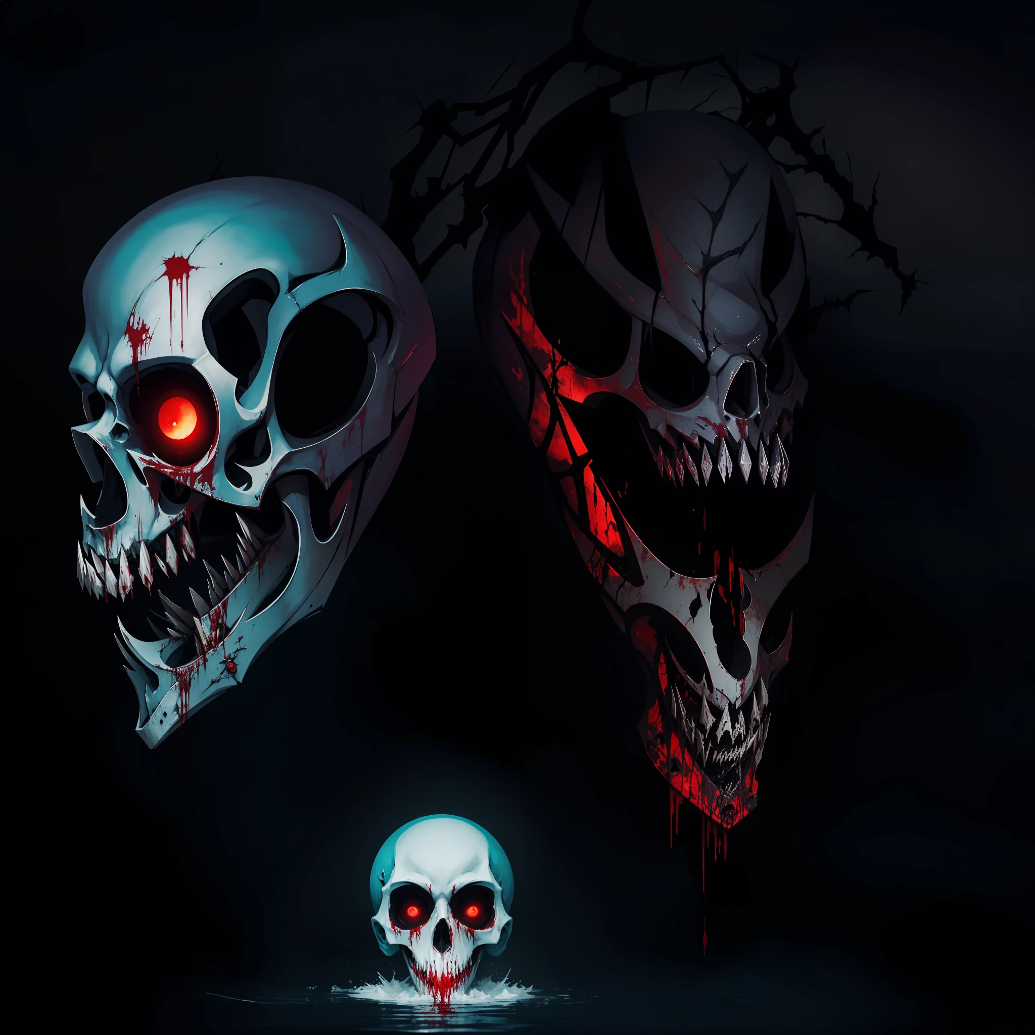 portrait of the most beautiful form of chaos, elegant, a brutalist designed, vivid colours, romanticism, by apterus, (apterus creepy anatomy:1.3), ((ahegao)), rolling_eyes, ((head down)), an evil girl bathing in a pool of blood, sharp teeth, maniacal laughter, ((decay and spooky)), atmospheric, trending on artstation. 8 k masterpiece, ((symmetry)), death, decay, vengeful japanese ghost, spooky dark village