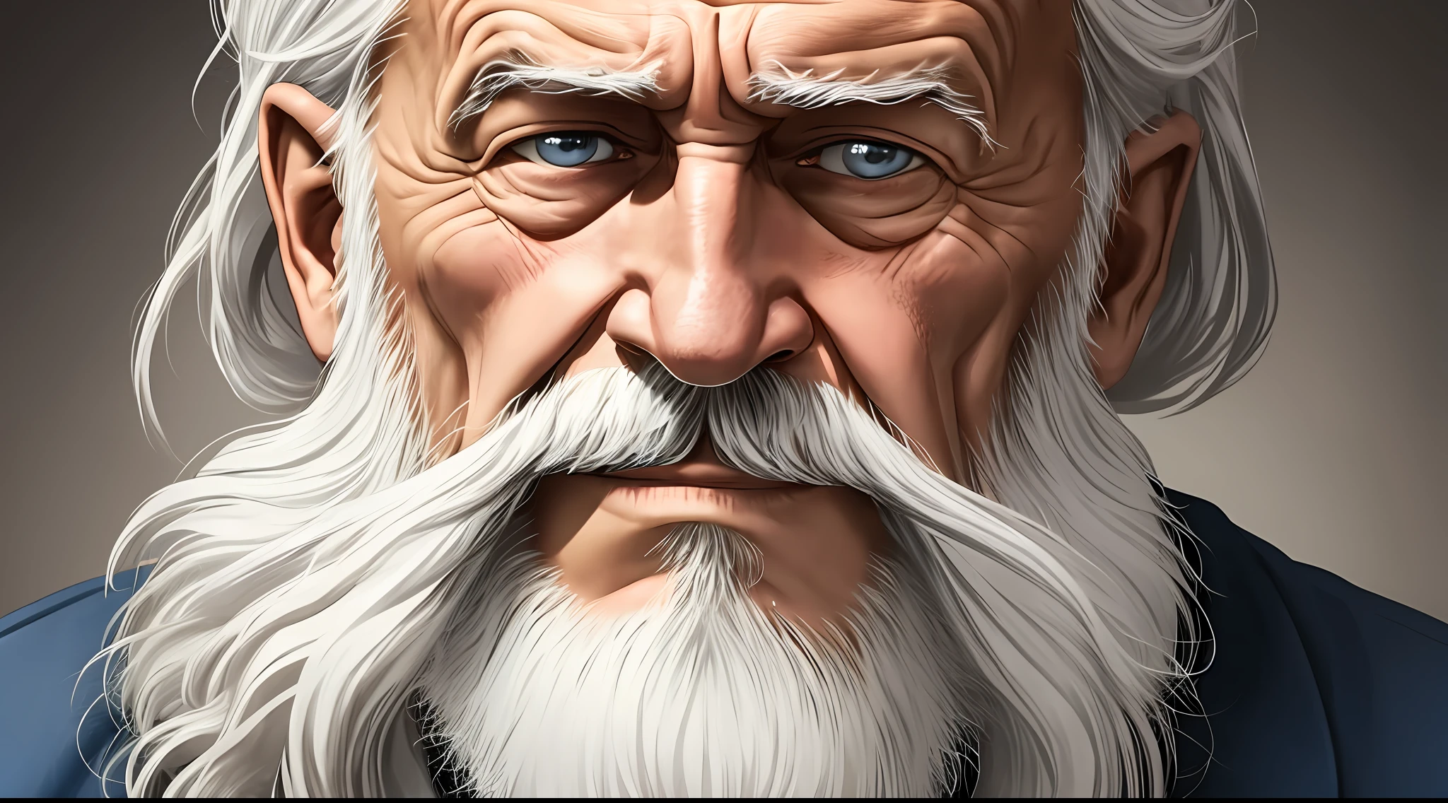 An old man with a scared face with hair and a long white beard --auto --s2