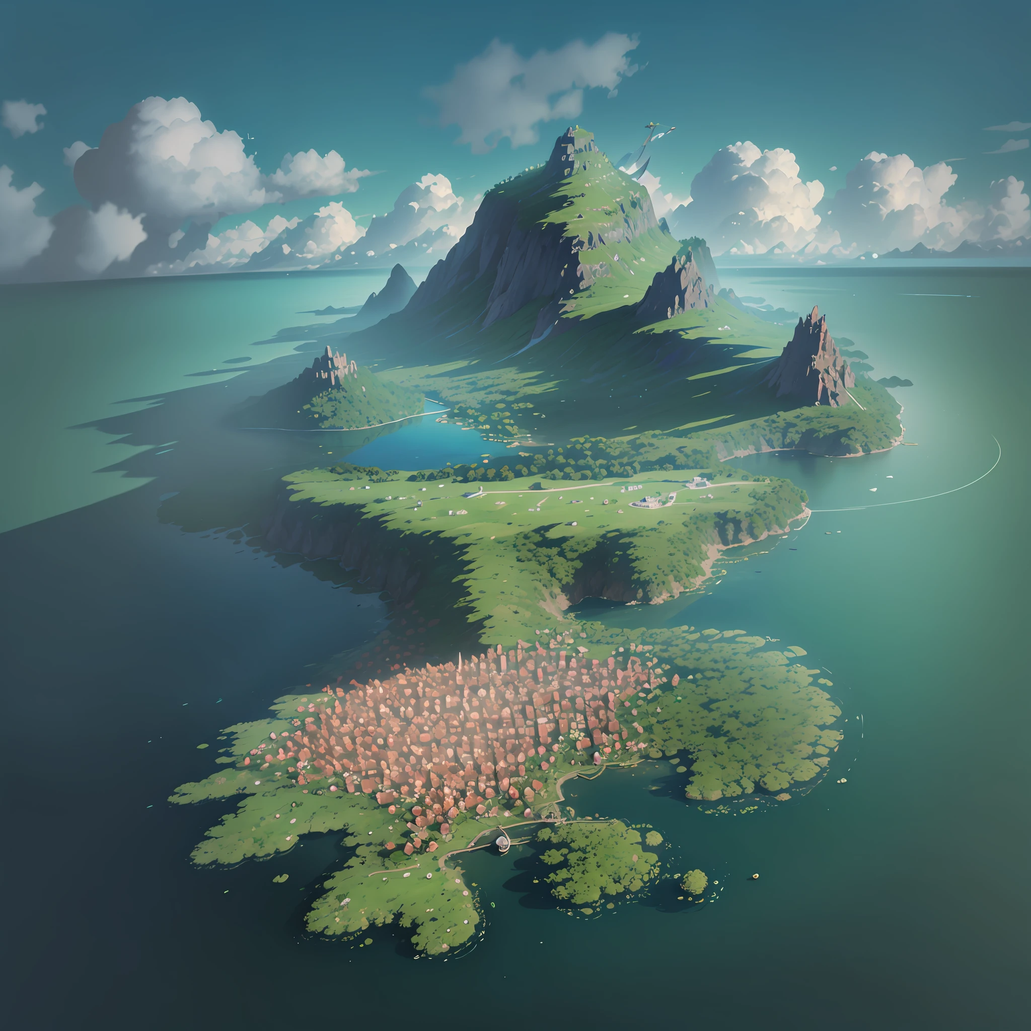 a small island in the middle of a body of water, 4k photo gigapixel, an island floating in the air, superrealism 8k resolution, isometric island in the sky, playstation 5 screenshot, ps 5 screenshot, hdr 4 k, hdr 4k, uhd photorealistic picture, 4 k high - resolution photograph, beautiful russia of the future,