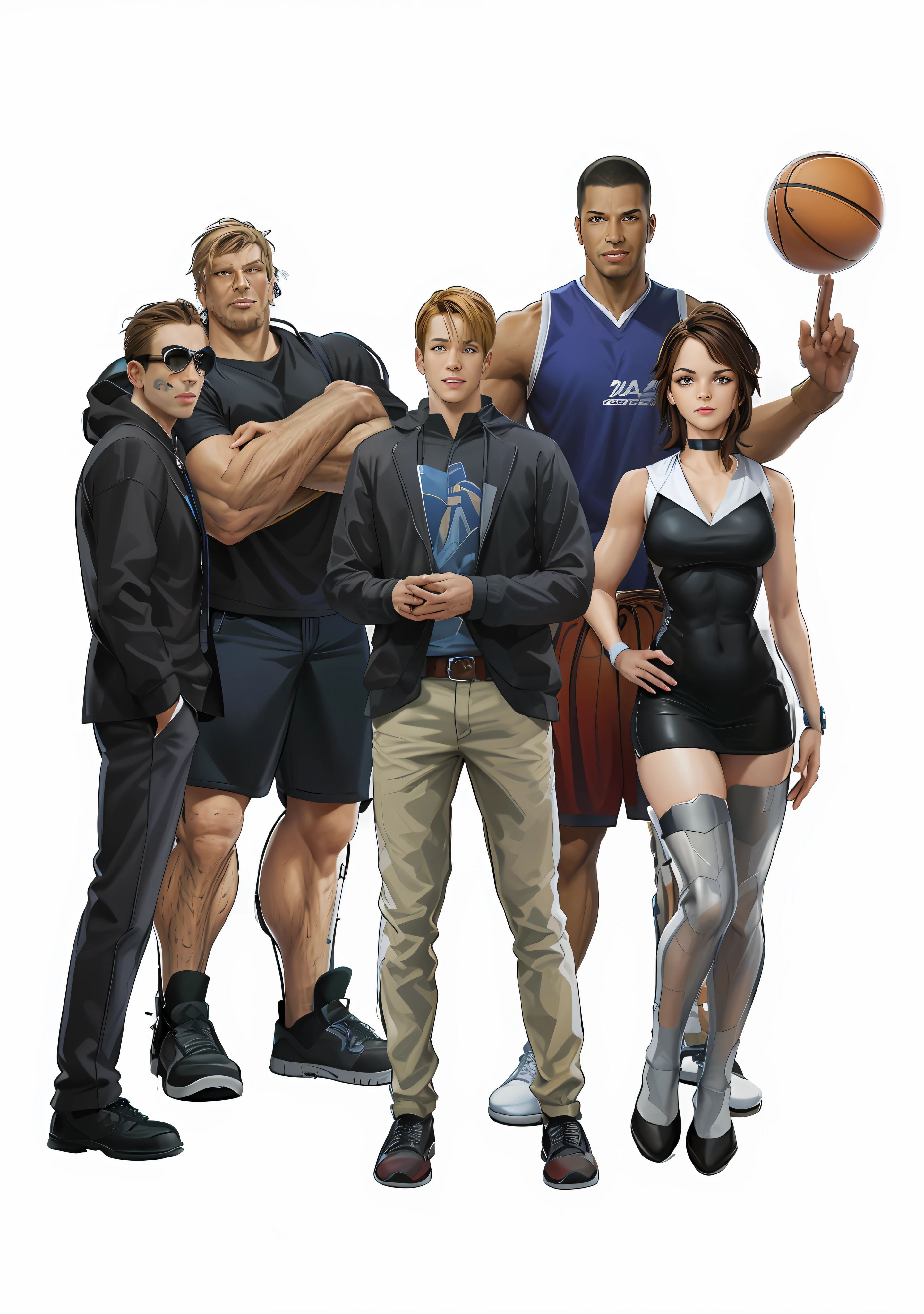 cartoon of a group of people with a basketball ball in their hands, high quality fanart, official fanart, official fan art, characters merged, promotional art, warriors fan art, scence of slam dunk, official character illustration, official artwork hdr, commission for high res, hq artwork, official character art, emma watson as a tall nba player, official art, muscular characters