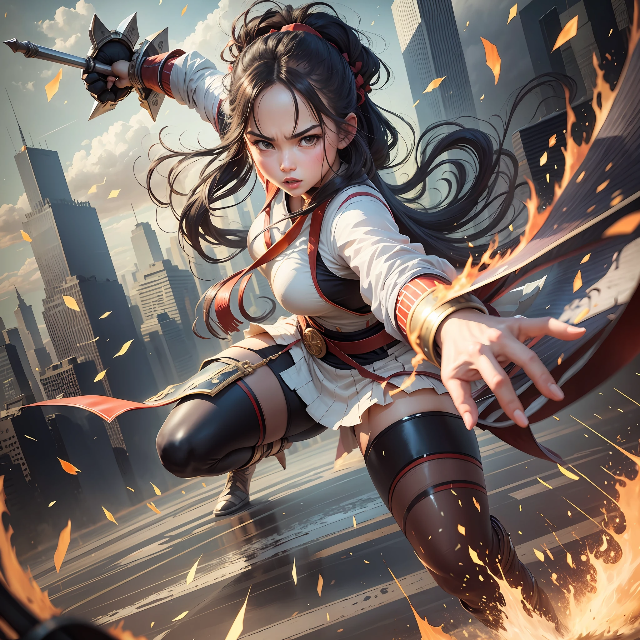 Vary the photo above and put the character in battle pose. --auto --s2