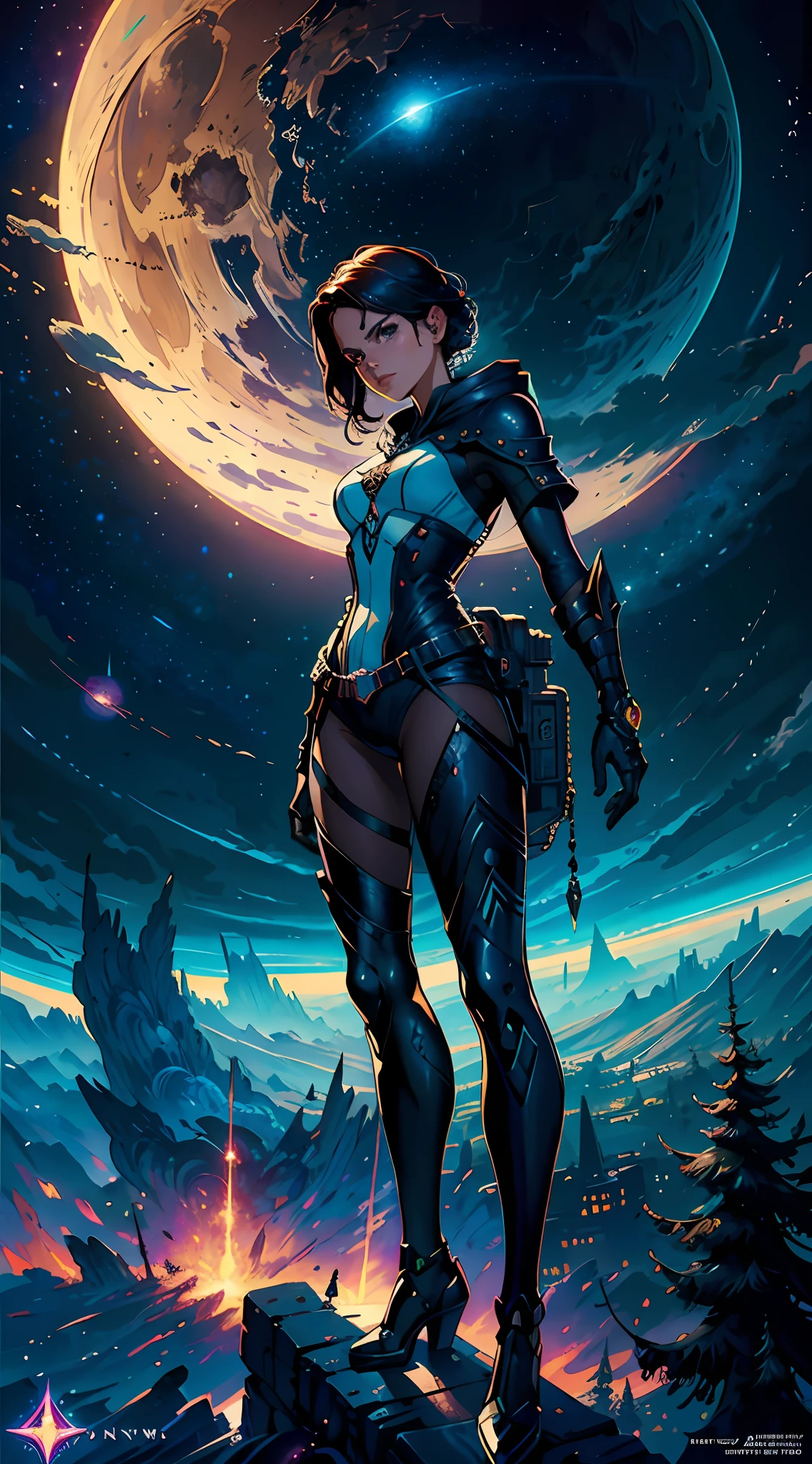 fantasy character illustration, street vender atomicpunk space city, regal refined realistic, detailed illustration, stargate space portal, majestic vista view, magic the gathering ringworld no man's sky artifacts, interstellar outer worlds, luminous sky, intricate complexity, pixar heavy metal, artgerm ilya kuvshinov art frahm robert crumb michael whelan mandy jurgens stephan martiniere magali villeneuveStyle: Photographic