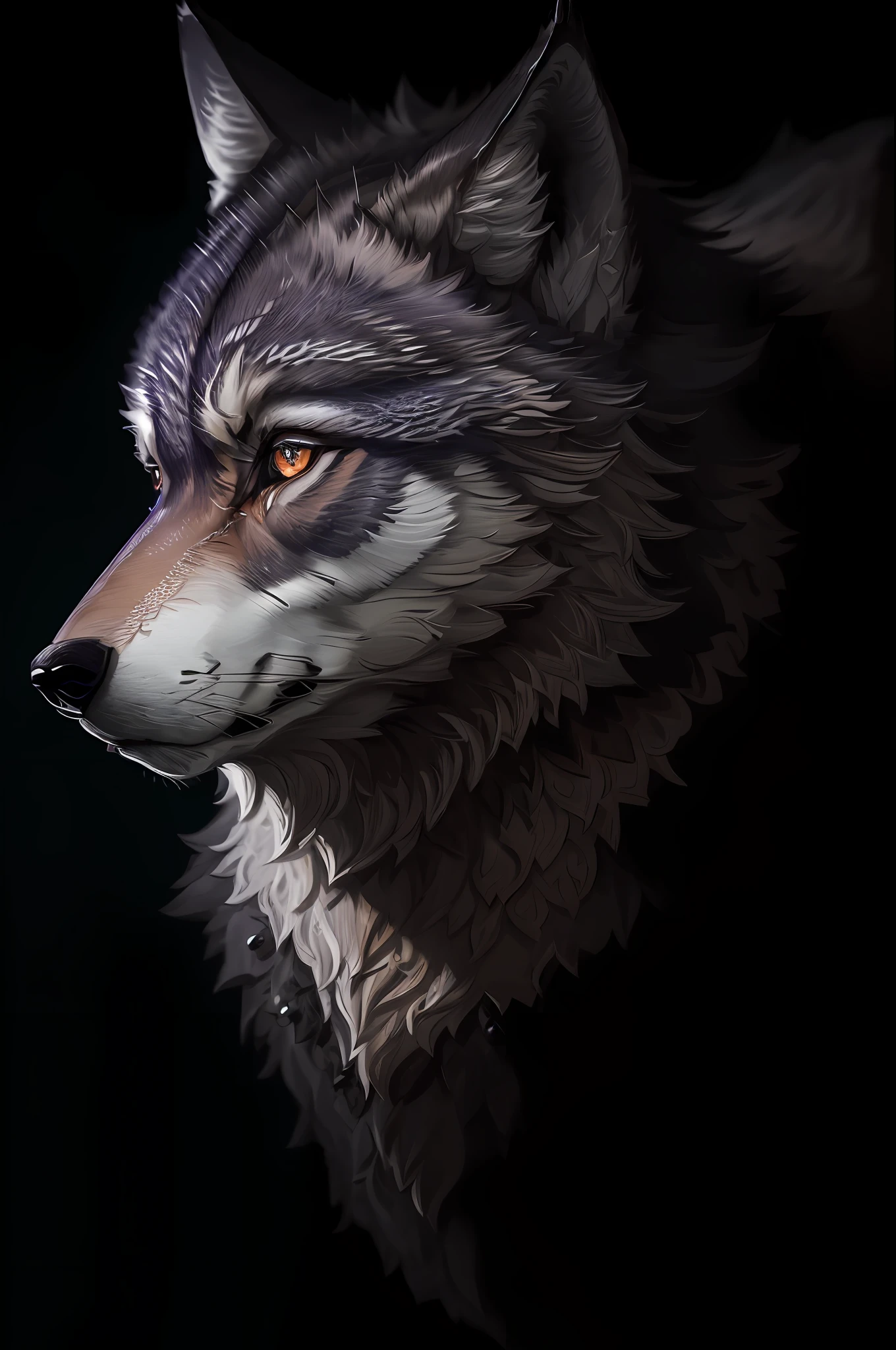 masterpiece, best quality, ((beautifully detailed wolf)) (extremely detailed CG Unity 8k wallpaper), professional majestic oil painting by Ed Blinky, Athea Gaylan, Studio Ghibli, Jeremy Mann, Greg Manchessa, Antonio Moro, popular on ArtStation, trending on CGSociety, Intricate, High Detail, Sharp focus, dramatic, photorealistic painting by Midjourney and Greg Rutkowski