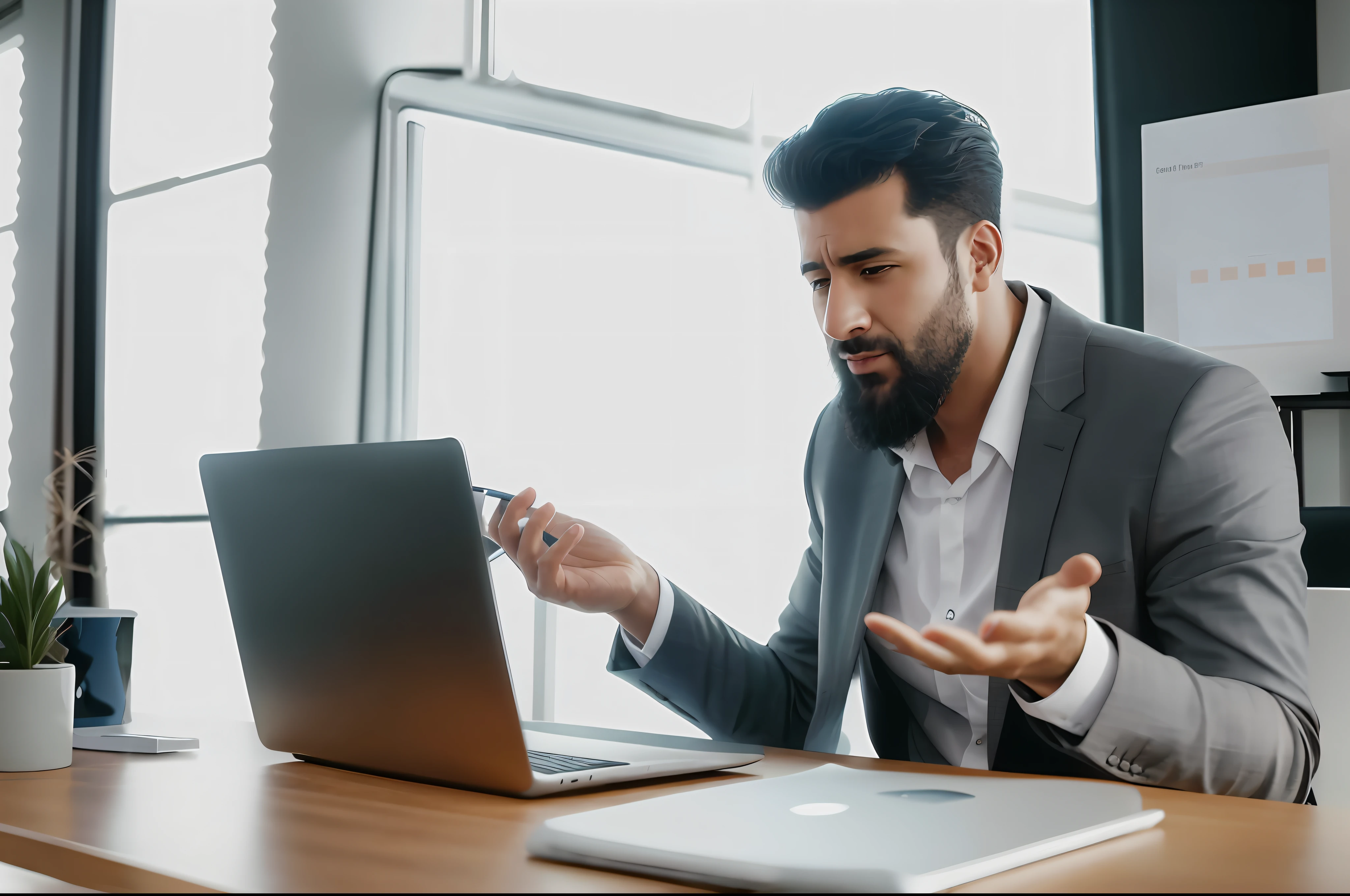 arafed man in a suit sitting at a desk with a laptop and a cell phone, in front of a computer, sitting at a computer, sitting in front of computer, best on adobe stock, looking at monitor, concerned expression, looking confused, concerned, 2019 trending photo, instagram post, reddit post, pexels, worried
