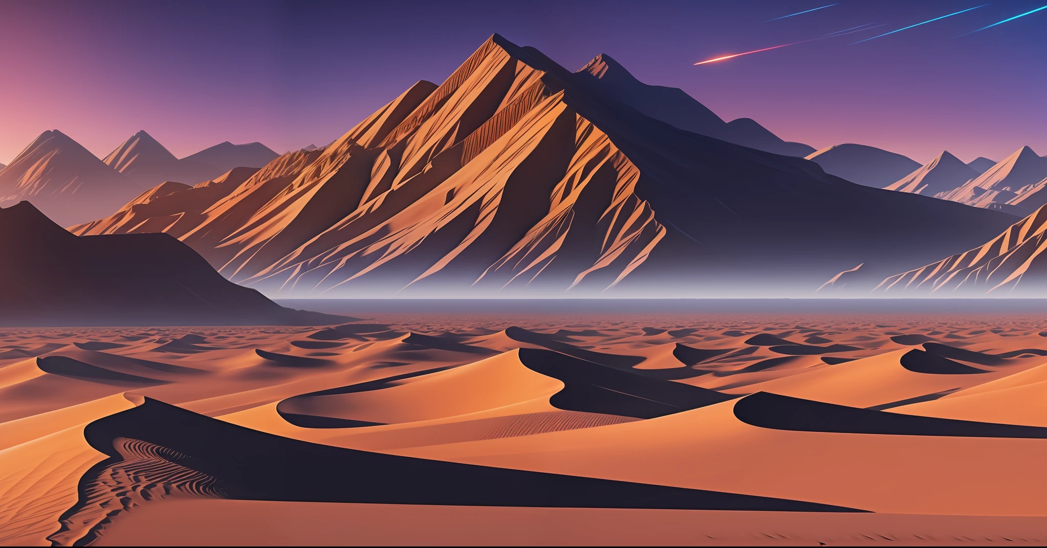montains in the desert, droid style, future, abandoned, 4k banner, marth