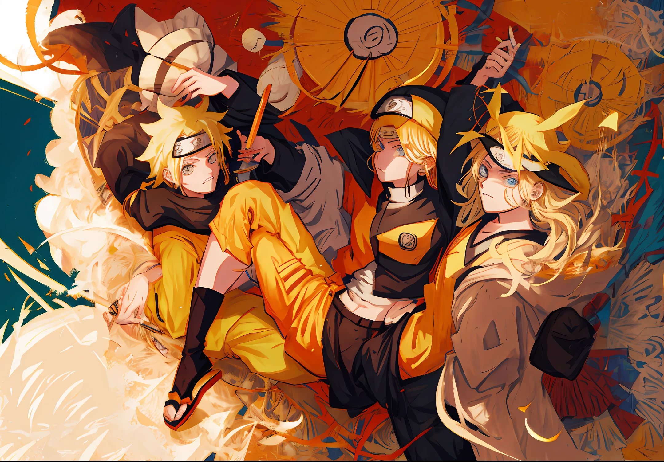Naruto,with sword, straw hat