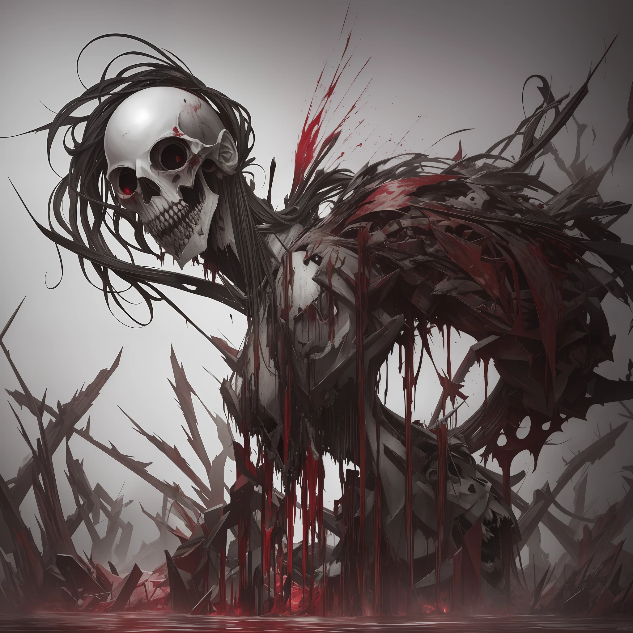 portrait of the most beautiful form of chaos, elegant, a brutalist designed, vivid colours, romanticism, by apterus, (apterus creepy anatomy:1.3), ((ahegao)), rolling_eyes, ((head down)), an evil girl bathing in a pool of blood, sharp teeth, maniacal laughter, ((decay and spooky)), atmospheric, trending on artstation. 8 k masterpiece, ((symmetry)), death, decay, vengeful japanese ghost, spooky dark village