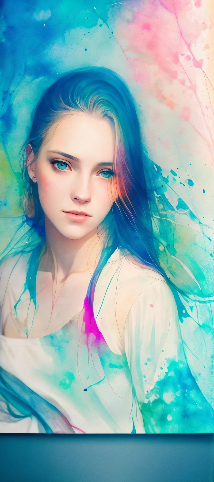a woman by agnes cecile, luminous design, pastel colours, ink drips, autumn lights
