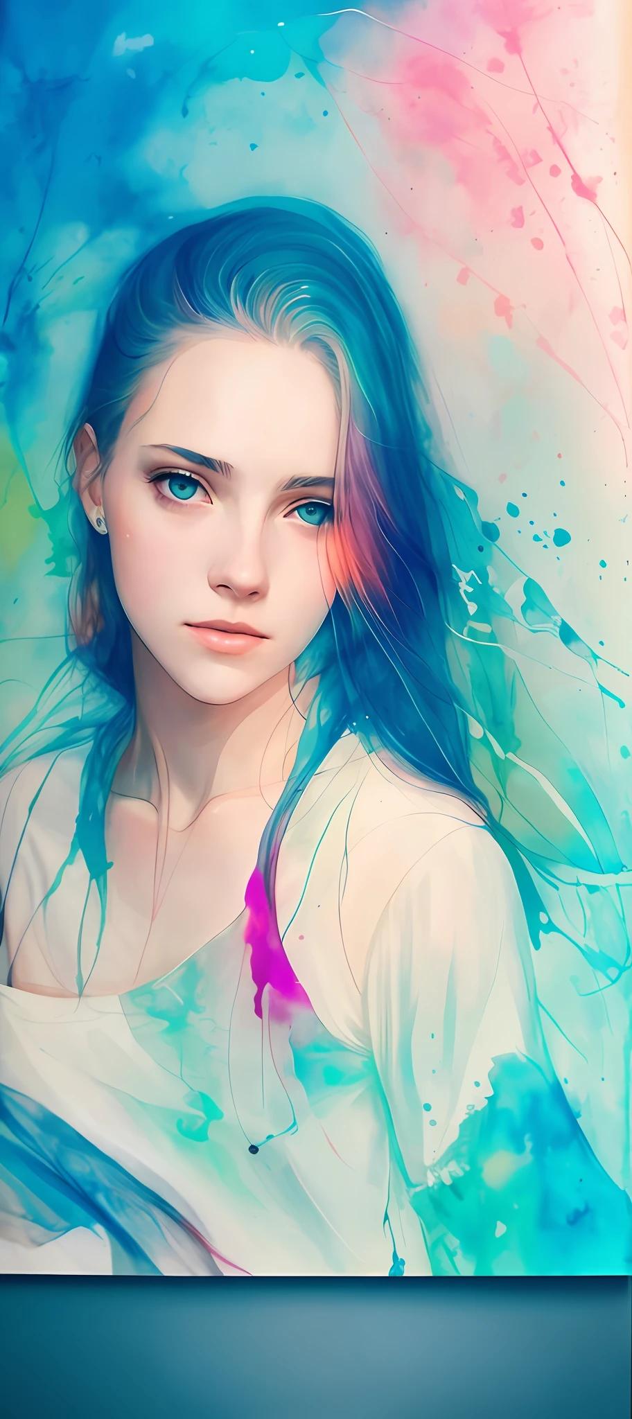 a woman by agnes cecile, luminous design, pastel colours, ink drips, autumn lights