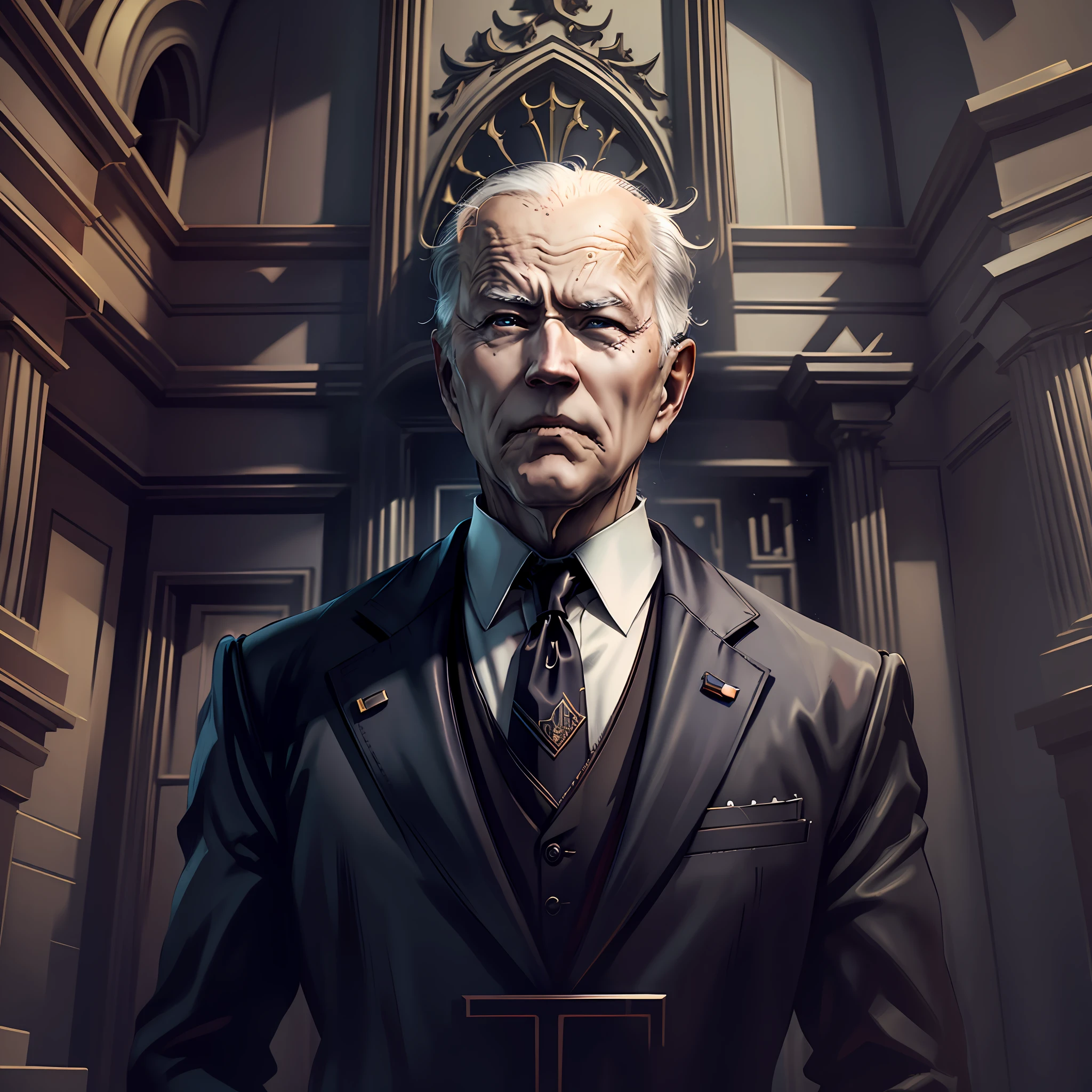 Biden, Gothic, art Deco, dynamic angles, ultra detailed, 8k