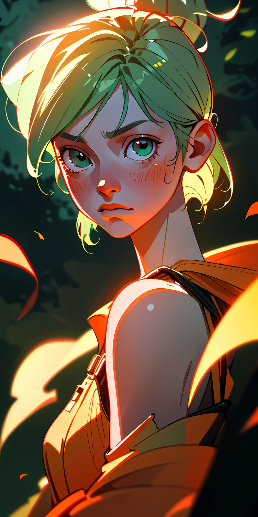 (Firefly Night), (High Detail: 1 1), Rough Face, Natural Skin, High Quality, NSFW, Beautiful Eyes, (Detailed Face and Eyes), (Face: 1 2), Noise, Extra, Real Photo, PSD, Lamp Film Photography, Sharp Focus, Contrast Lighting, Detailed Skin, High Resolution 8k, Crazy Detail, Realistic, Professional Photography, 8K UHD, SLR Camera, Soft Light, High Quality, Film Grain, Fujifilm XT3, Green Hair