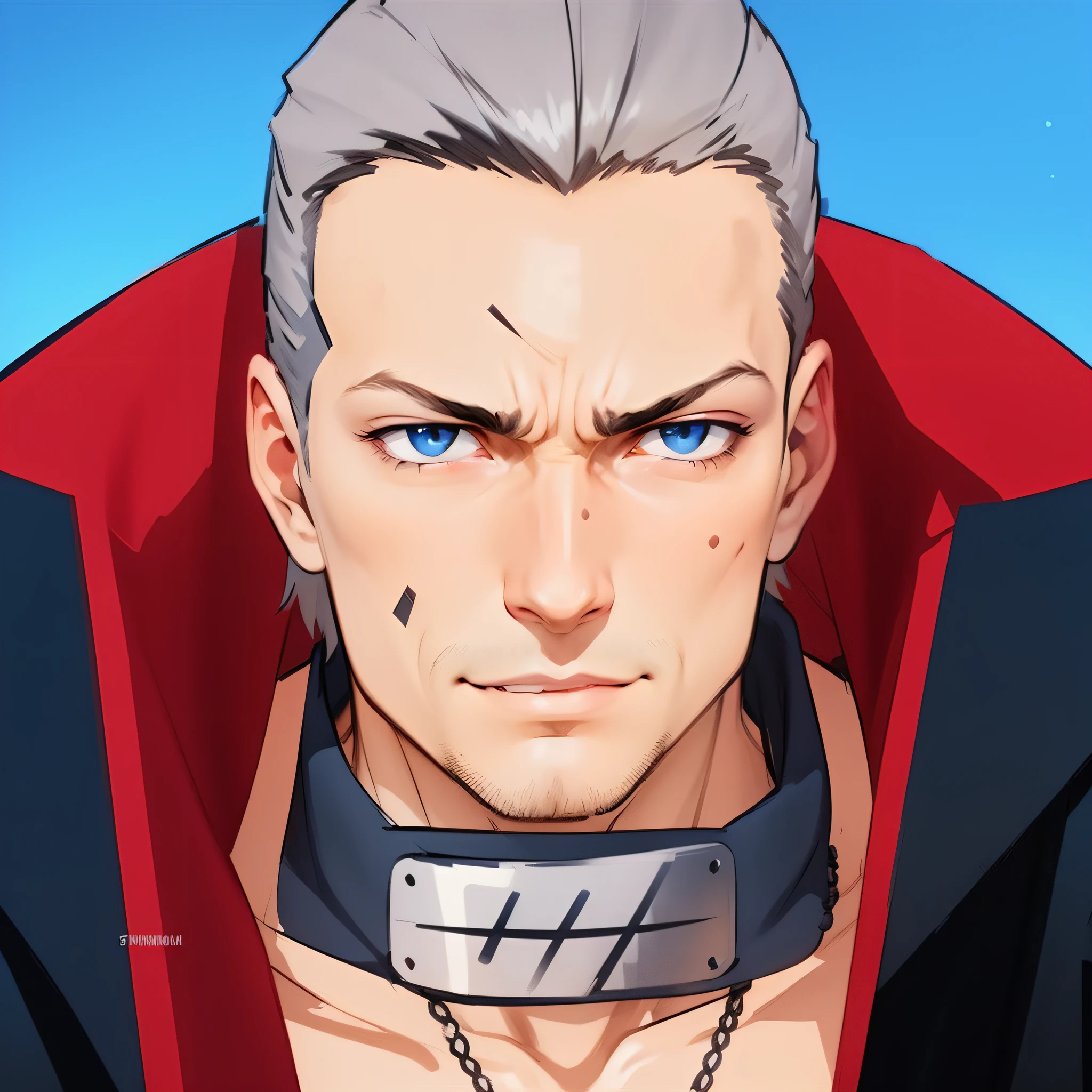 A watercolor of a man from the waist up, (black cape) cloth, (highlight a killer stare), show body, (evil grin), clean shaven face, lighting, in a forest, dark brown eyes, silver hair, highlight background, straight hair combed back, anime art, perfect anatomy, Wet Misilbu - Wet background technique. 8K hyper detailed painting, 8K resolution concept art portrait, muted colors, watercolor style, bokeh, f1.0 lens --auto --s2