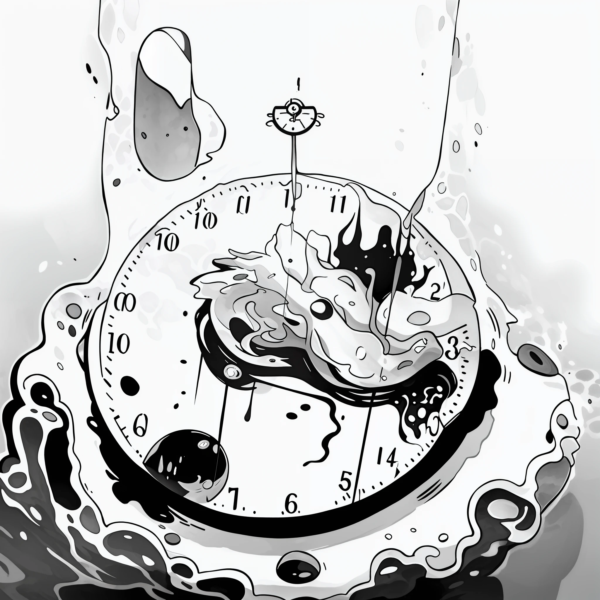 A sticker of a melting watch: Inspired by the famous painting "The Persistence of Memory" by Salvador Dalí, the sticker depicts a clock that is slowly melting. This sticker causes a sense of distorted time and provokes reflections on the ephemeral nature of time.