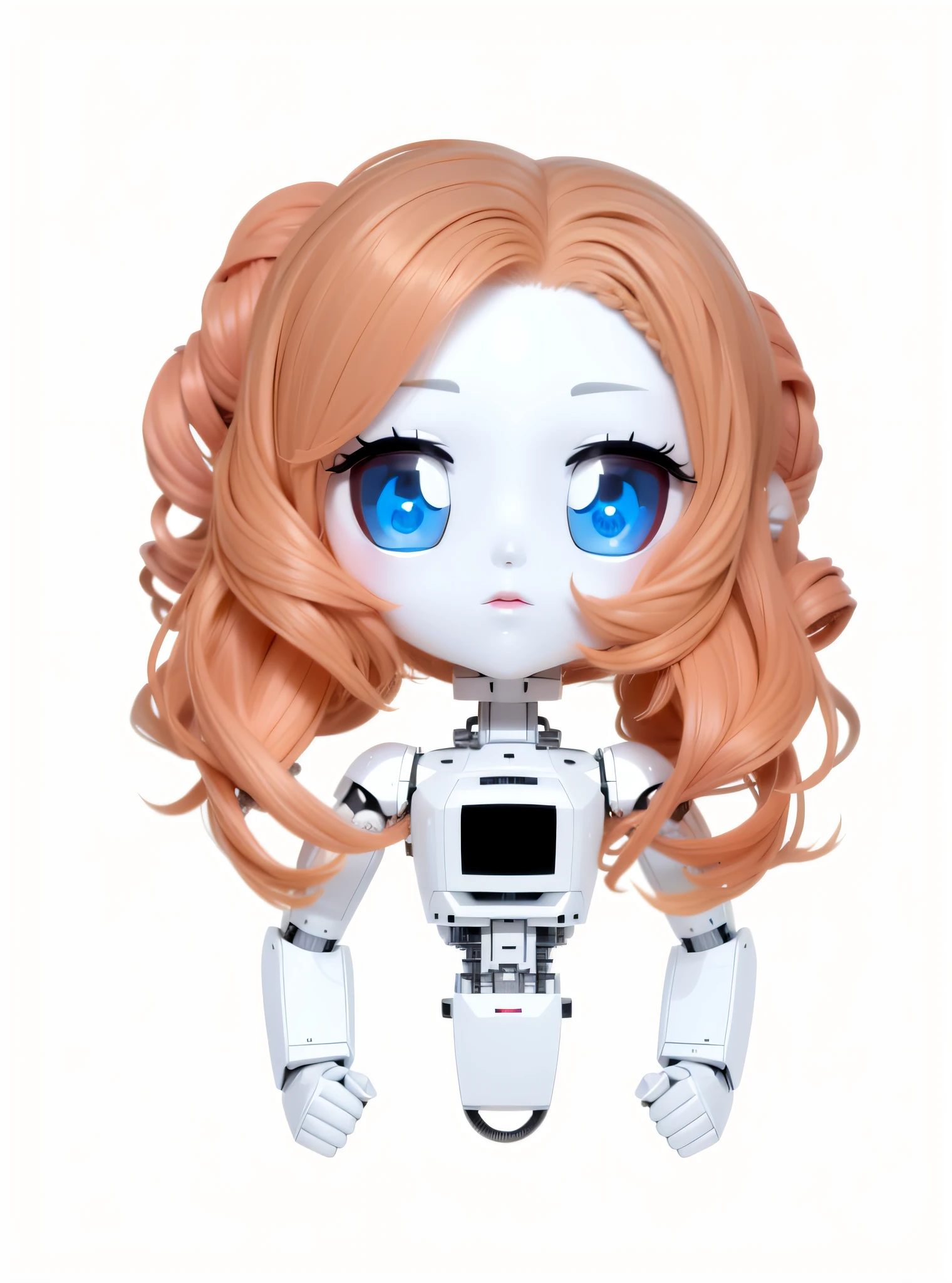 girl robot hair, anime style