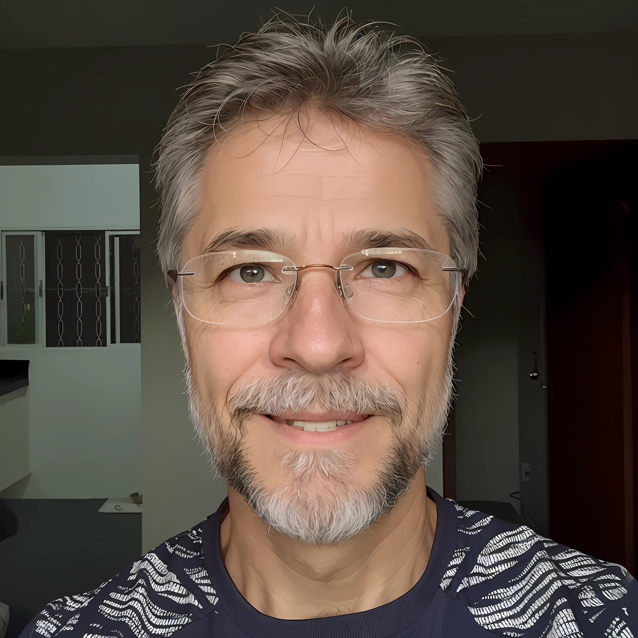 There's a 52-year-old man with glasses, bearded, 8k,