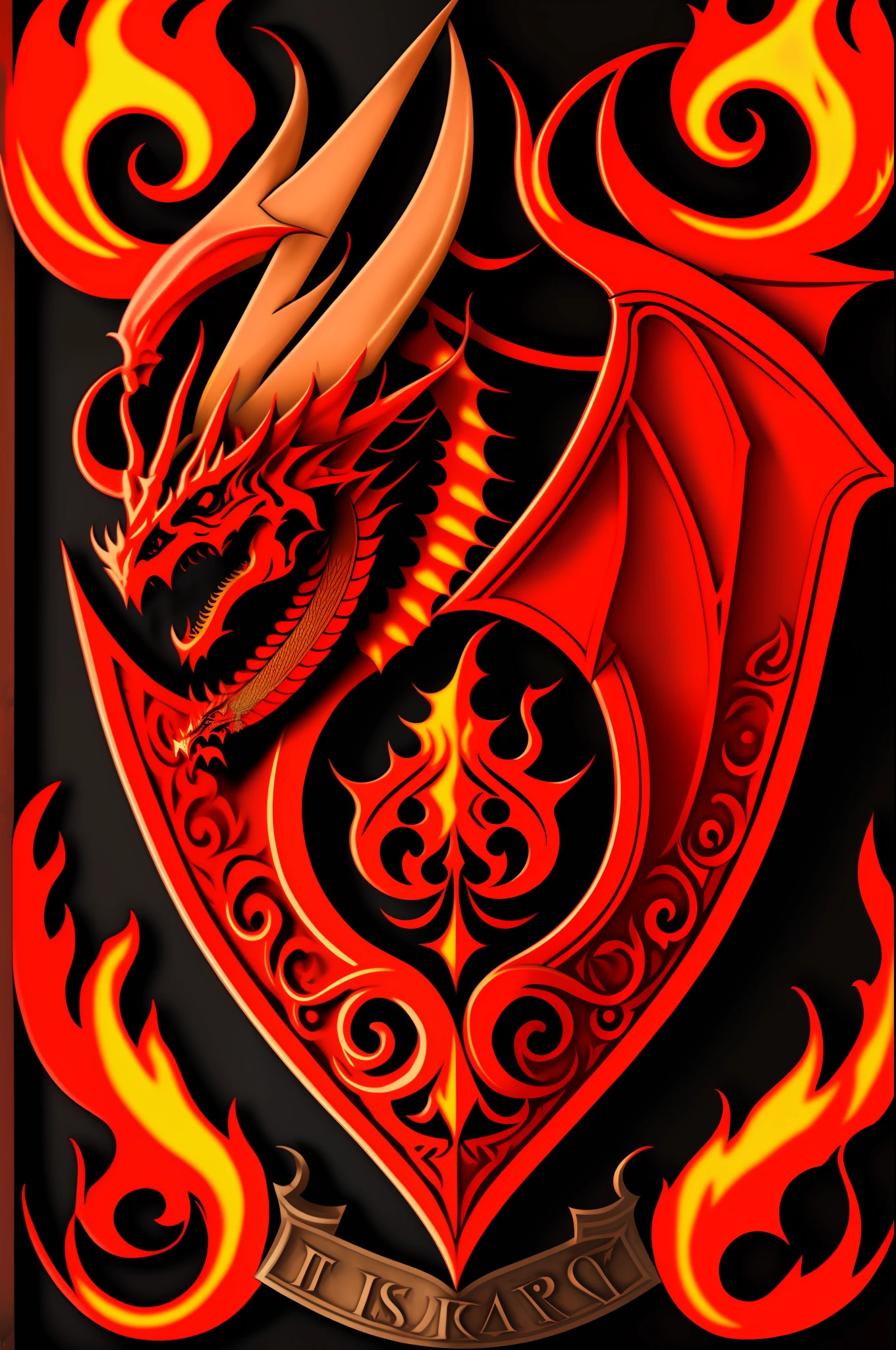 Coat of arms of the empire of flames with a demonic dragon