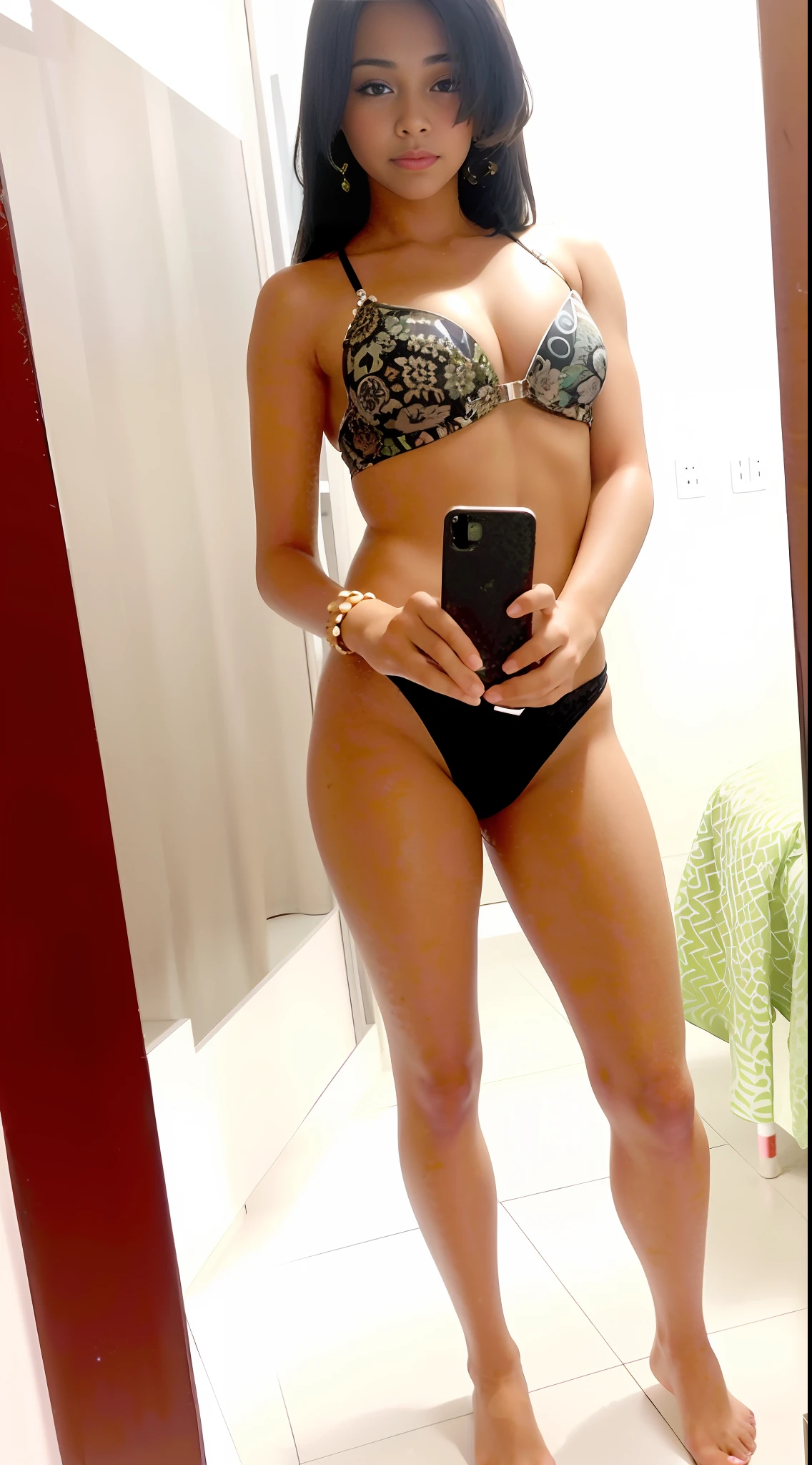 there is a woman in a bikini taking a selfie in a mirror, full body shot in bikini, looks like fabiula nascimento, full body!!!, full body;, fit pic, full body!, full body picture, in bikini, tan skin), 2 , 2 3 years olddy, 21 years old, gorgeous figure