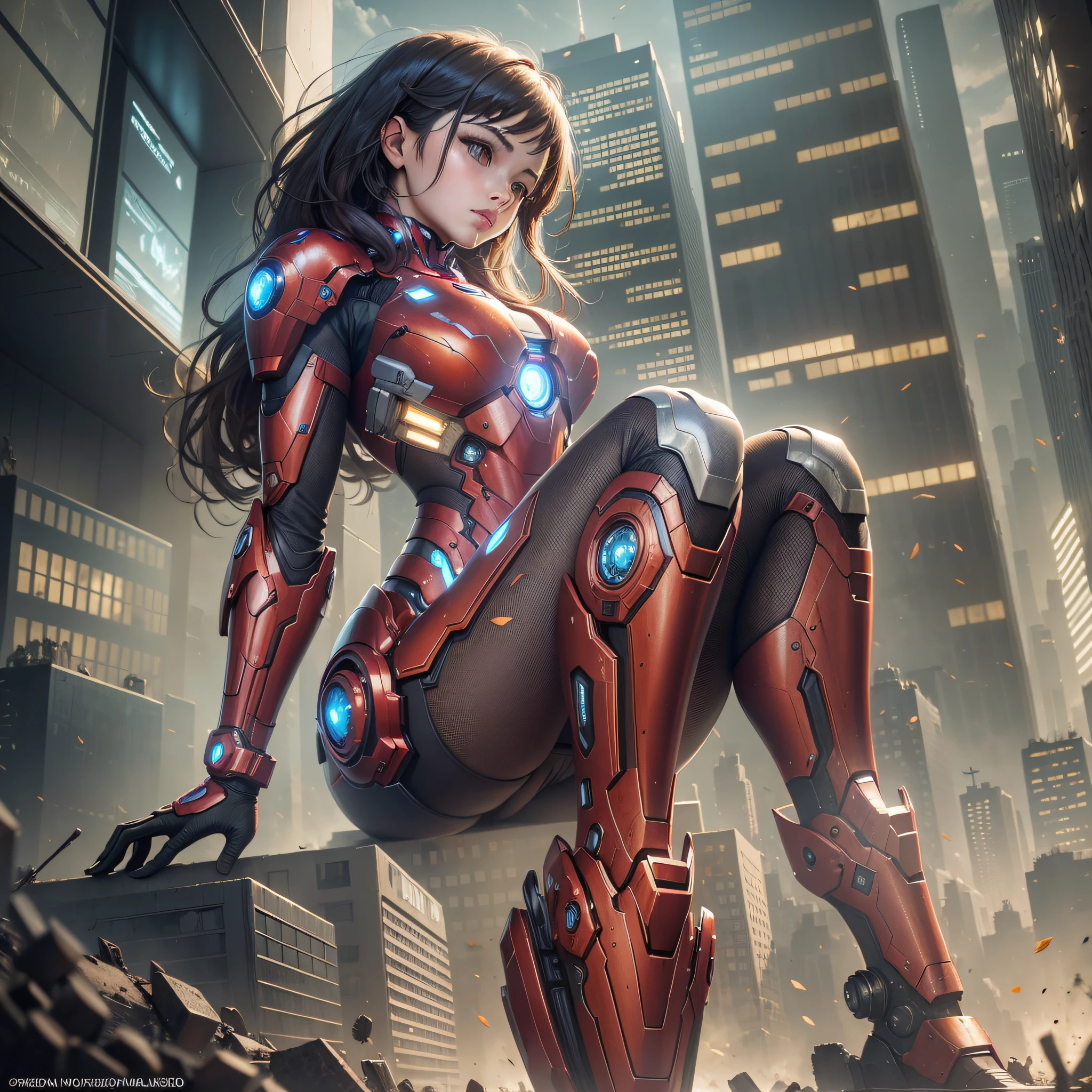 (1girl:1.3), solo,__body-parts__, official art, unity 8k wallpaper, ultra detailed, beautiful and aesthetic, beautiful, masterpiece, best quality, RAW, masterpiece, super fine photo,, best quality, super high Resolution, photorealistic, sunlight, full body portrait, stunningly beautiful,, dynamic pose, delicate face, vibrant eyes, (side view), she is wearing a futuristic Iron Man mech, red and gold, Highly detailed abandoned warehouse background, detailed face, detailed complex busy background, messy, gorgeous, milky, high detailed skin, realistic skin details, visible pores, sharp focus, volumetric fog, 8k uhd, dslr camera, High quality, film grain, fair skin, photorealism, lomography, sprawling metropolis in a futuristic dystopia, view from below, translucent --auto --s2