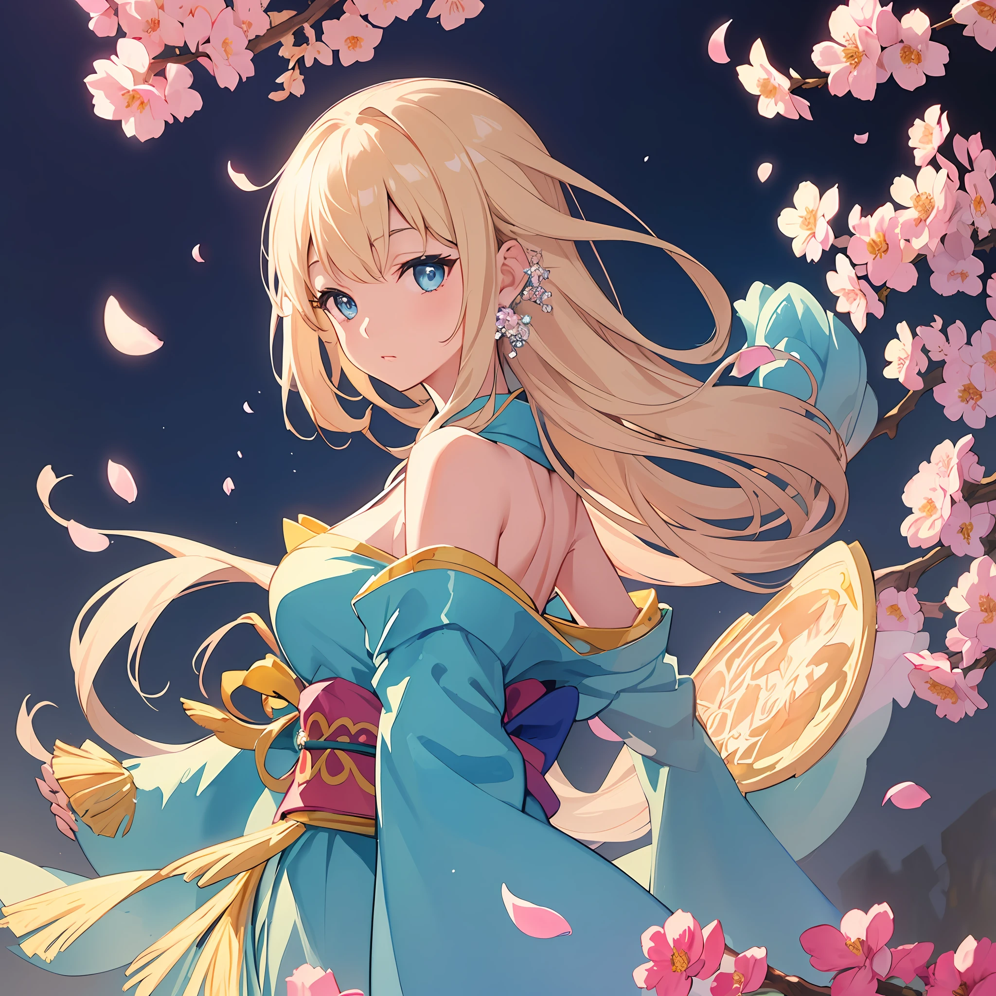 (Masterpiece:1.3), (Best Quality:1.1),((Crystal)),((1 girl))), (Solo)), (Delicate eyes and delicate face: 1.3), (Beautiful vivid background: 1.2), (Highly detailed CG, Ultra-fine, Best shadow: 1.1), ((Depth of field)), ((Watercolor)), (Kimono: 1.3),, Bare shoulders, Flowers and petals, Beautiful concept illustration, (Illustration: 1.1), (Extreme beauty: 1.1), (Perfect Detail: 1.1), --v 6