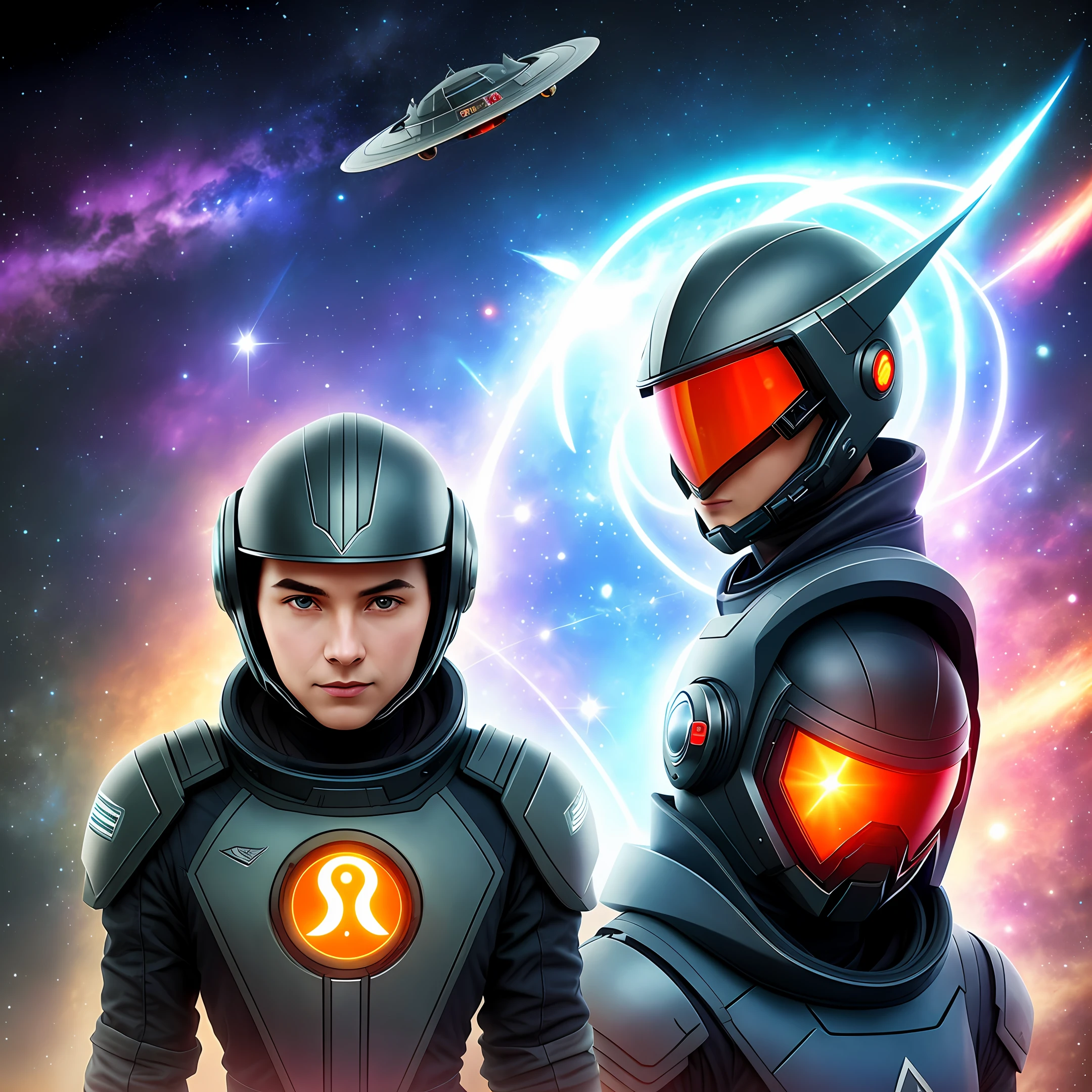 Space Leader Picture Frame, Dragon Shaped Sci-Fi Helmet, Galactic Overcoat Uniform, Energy Symbols