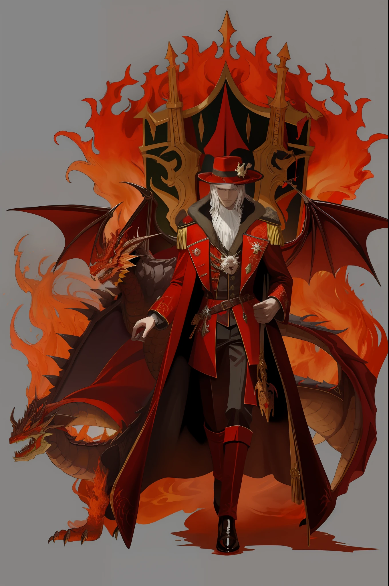 Coat of arms of the empire of flames with a demonic dragon, leather plate, simple art