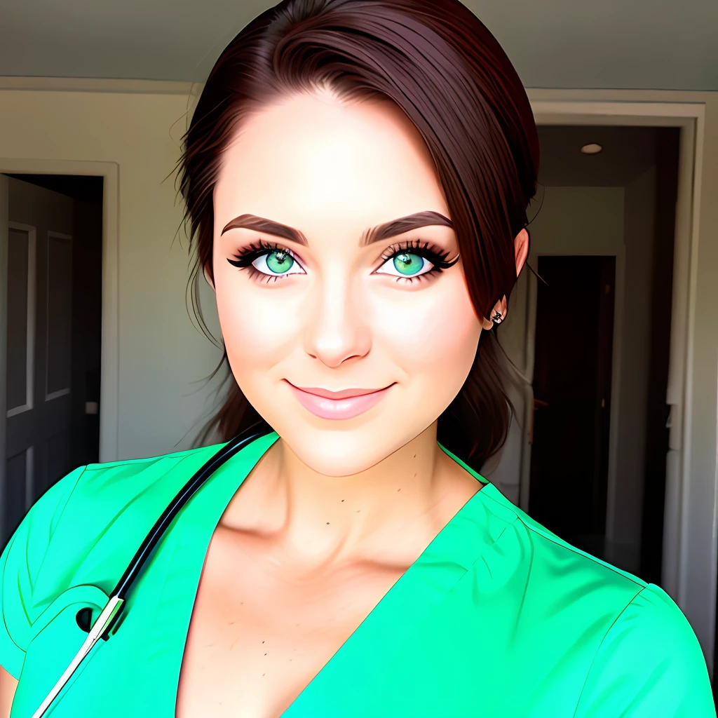 Nurse with green eyes