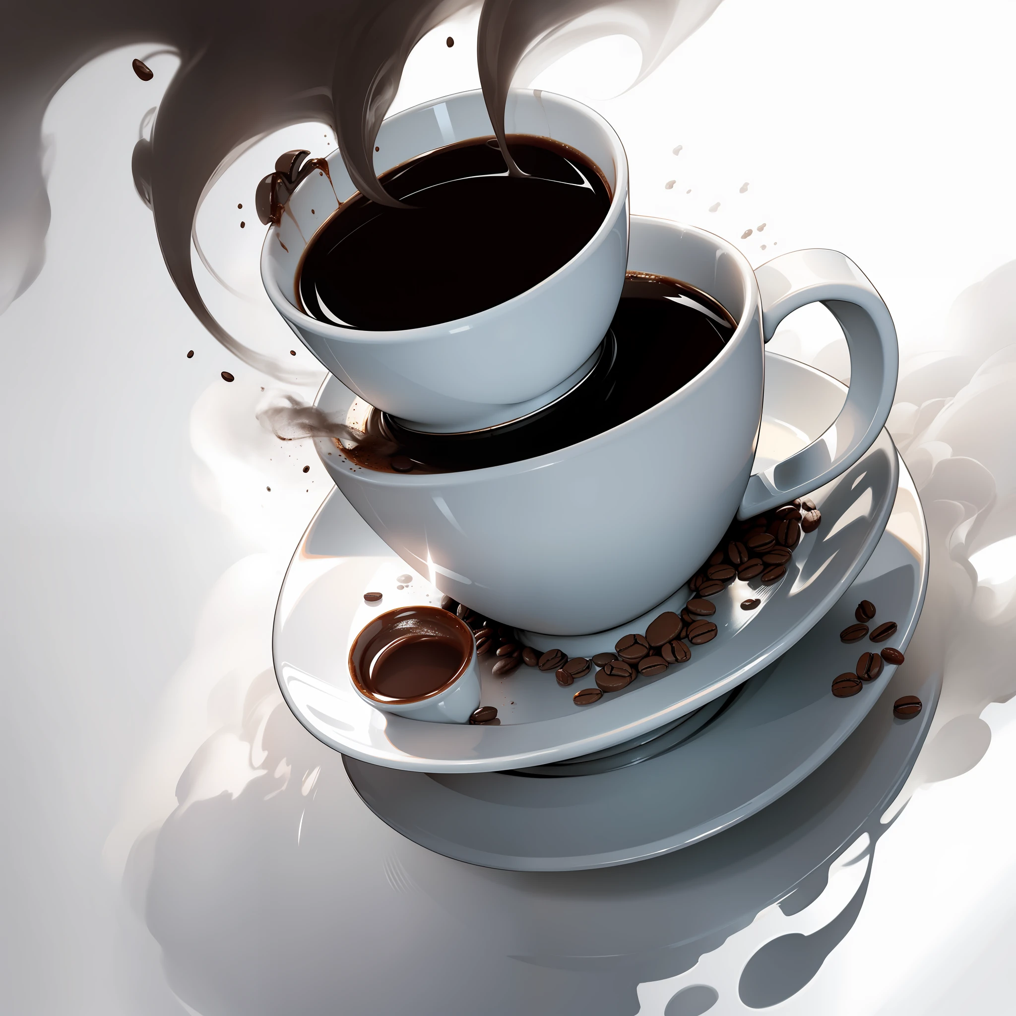 A cup of warm coffee with a heart formed by smoke