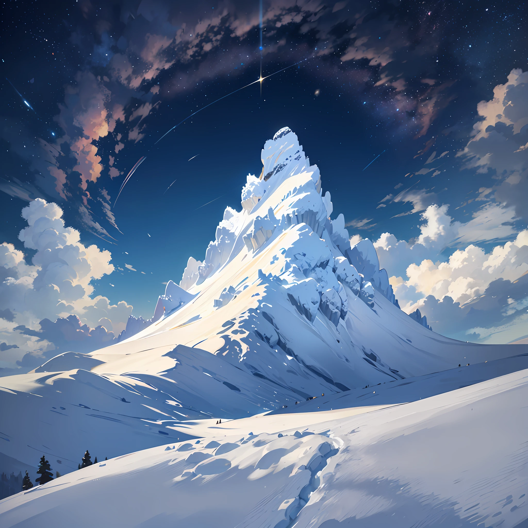 Pixel ART of a landscape at night a mountain of snow in Canada. --auto --s2